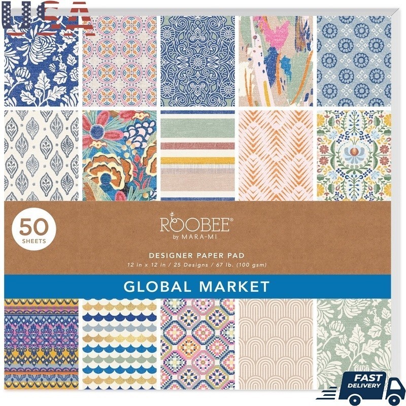 Bohemian Scrapbook Paper Pad 50 Sheets 12×12 Vibrant Patterns DIY Crafts New