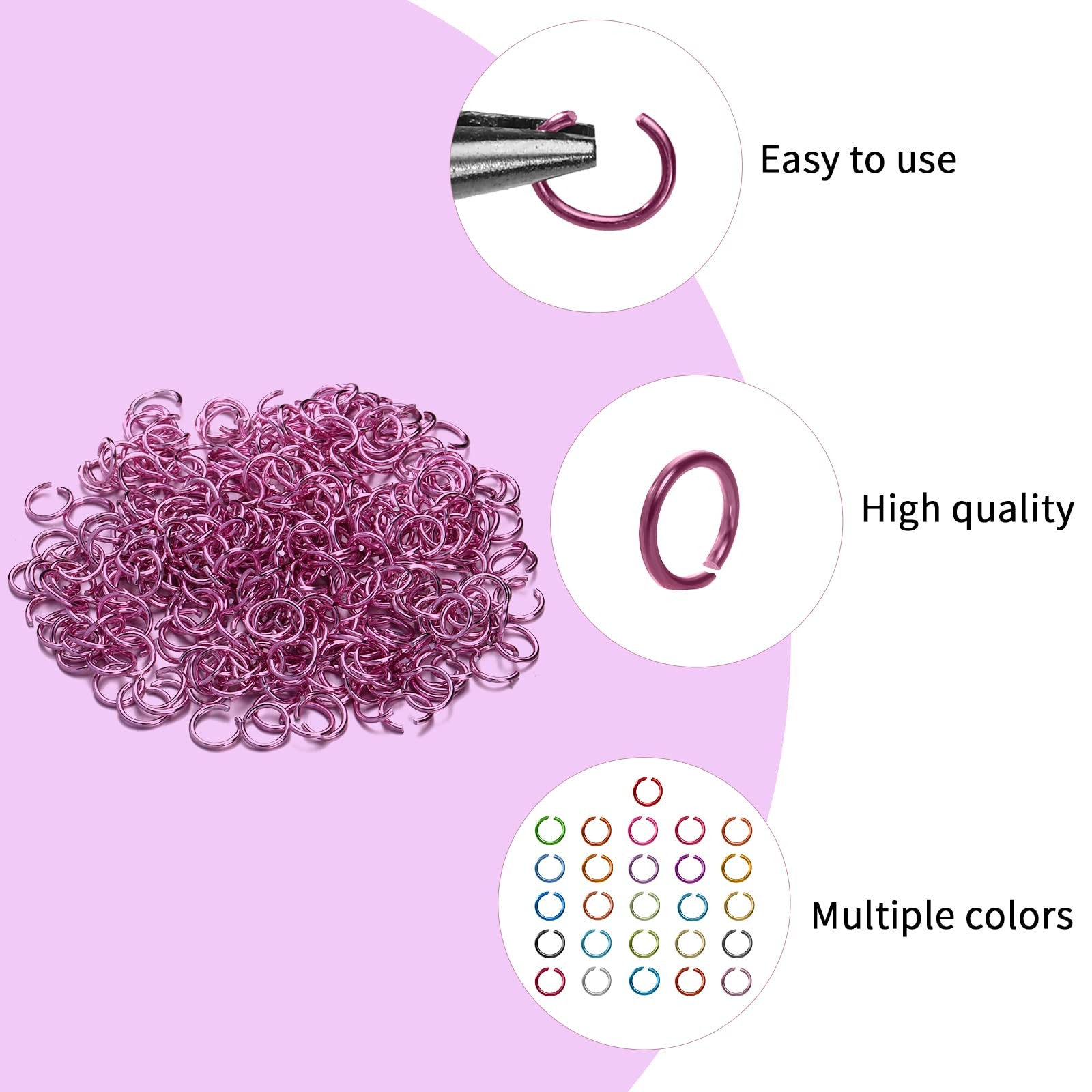 7800 Pieces Chainmail Jump Rings 26 Colors 6mm Open Aluminum Colored Yellow