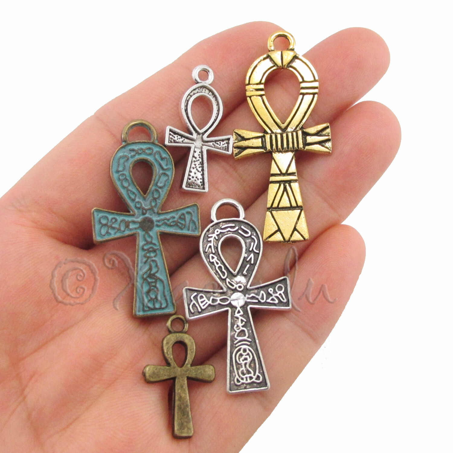 Egyptian Ankh Cross Charms Set 10PC Egypt Pendant Mix CM052024 – 10, 20 Or 50PCs