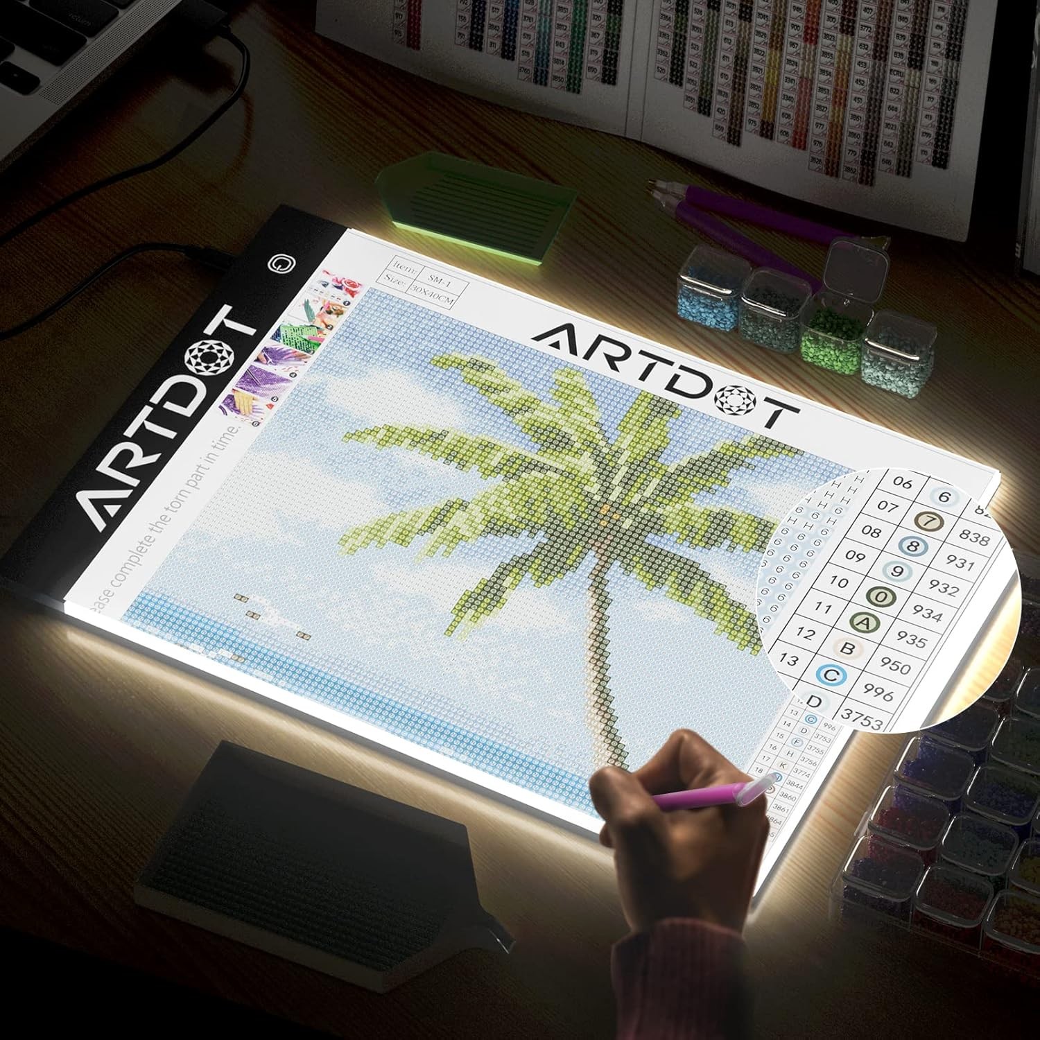 ARTDOT A4 LED Light Pad for Diamond Painting USB Powered Adjustable Brightness