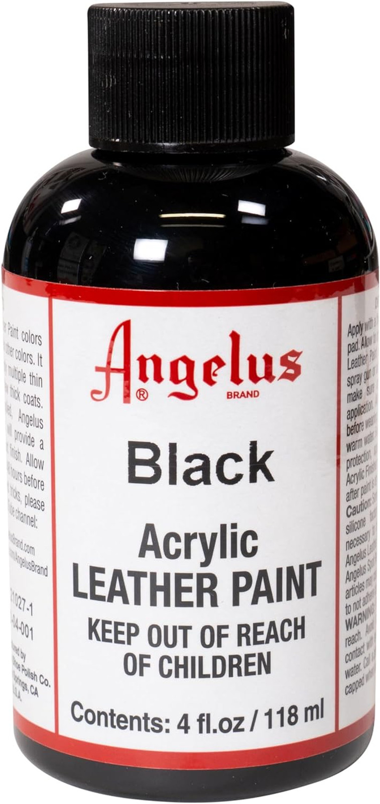 Angelus Acrylic Leather Paint, 1 Fl Oz, Black – Professional Flexible, Crack, Sc