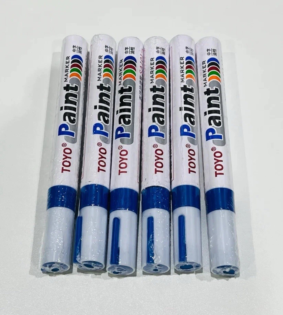 6-PACK BLUE Tire Lettering Paint Marker Pen,Waterproof Permanent Automotive