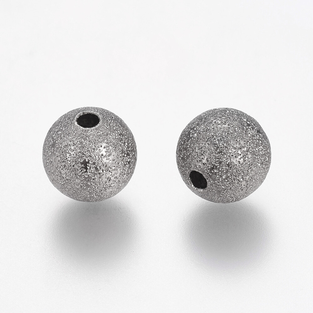 Brass Beads 10mm Round Stardust Grey Silver Jewelry Supplies Metal 20pcs