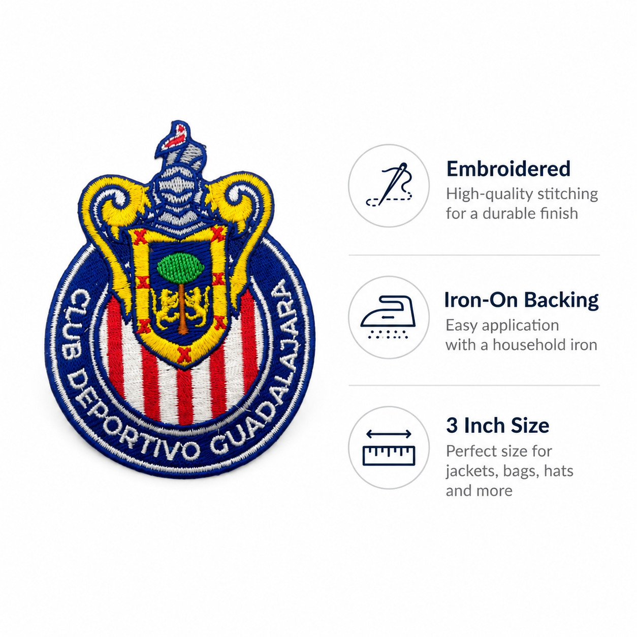 Chivas Guadalajara Patch 3” Iron On Sew On Embroidered Mexico Liga MX Soccer