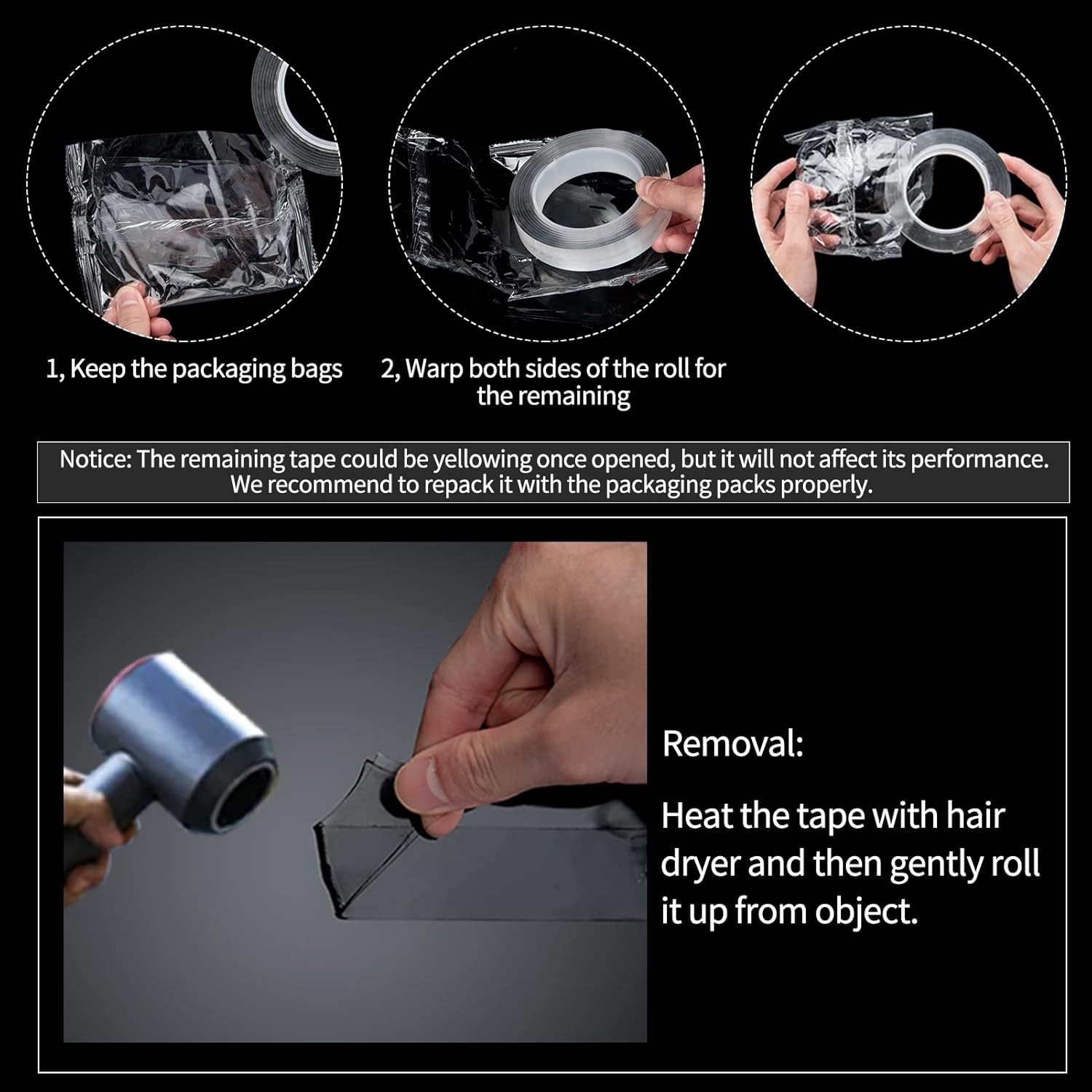 Art3d Double Sided Mounting Tape 10FT Clear Removable Adhesive Foam Household US