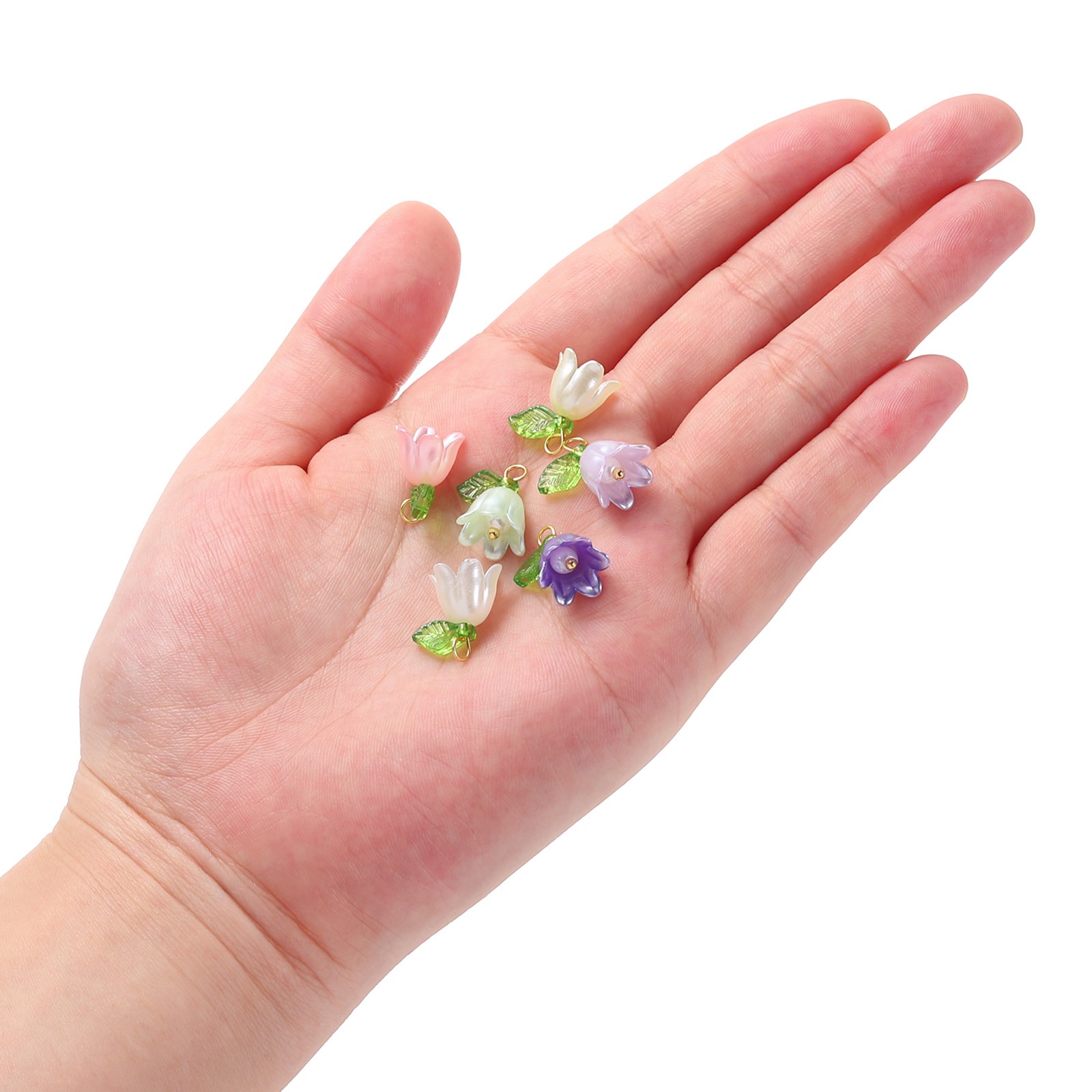 10PCS 13x14mm Acrylic Flower Charm Lily of the Valley Jewelry Green