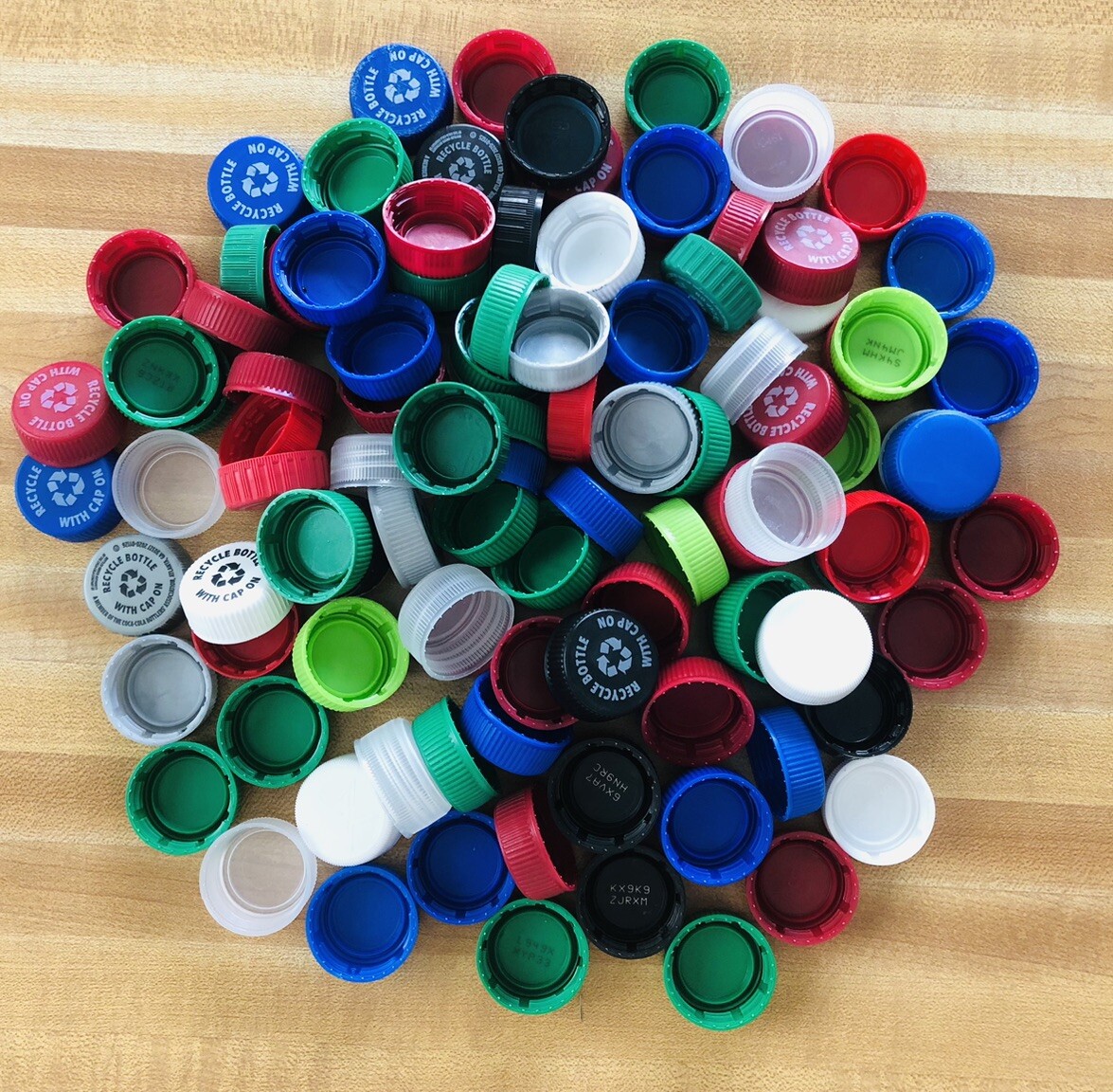 100+ Multicolor Plastic Drink Bottle Caps Lids Crafts Art Project