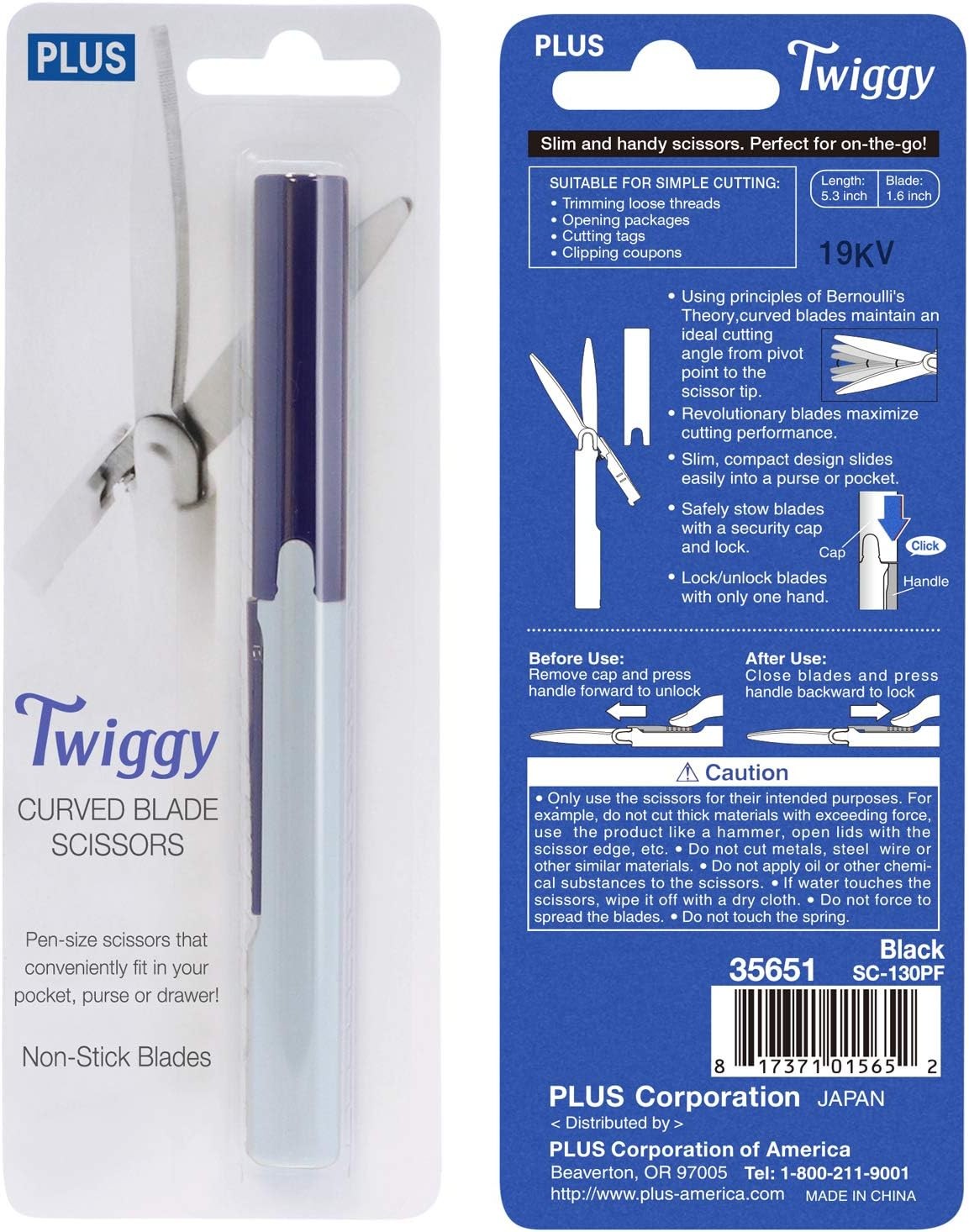 Pen Style Non-Stick Compact TSA Twiggy Scissors with Cover – Pen-size Scissors