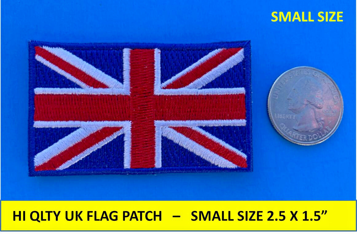 SMALL UNITED KINGDOM UK FLAG PATCH IRON-ON SEW-ON EMBROIDERED PATCH (2½ x 1½”)