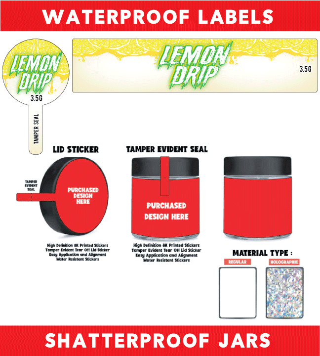 3oz Food Grade Jars & Top – Waterproof Top & Side Label Set – Tamper ( 50pack )