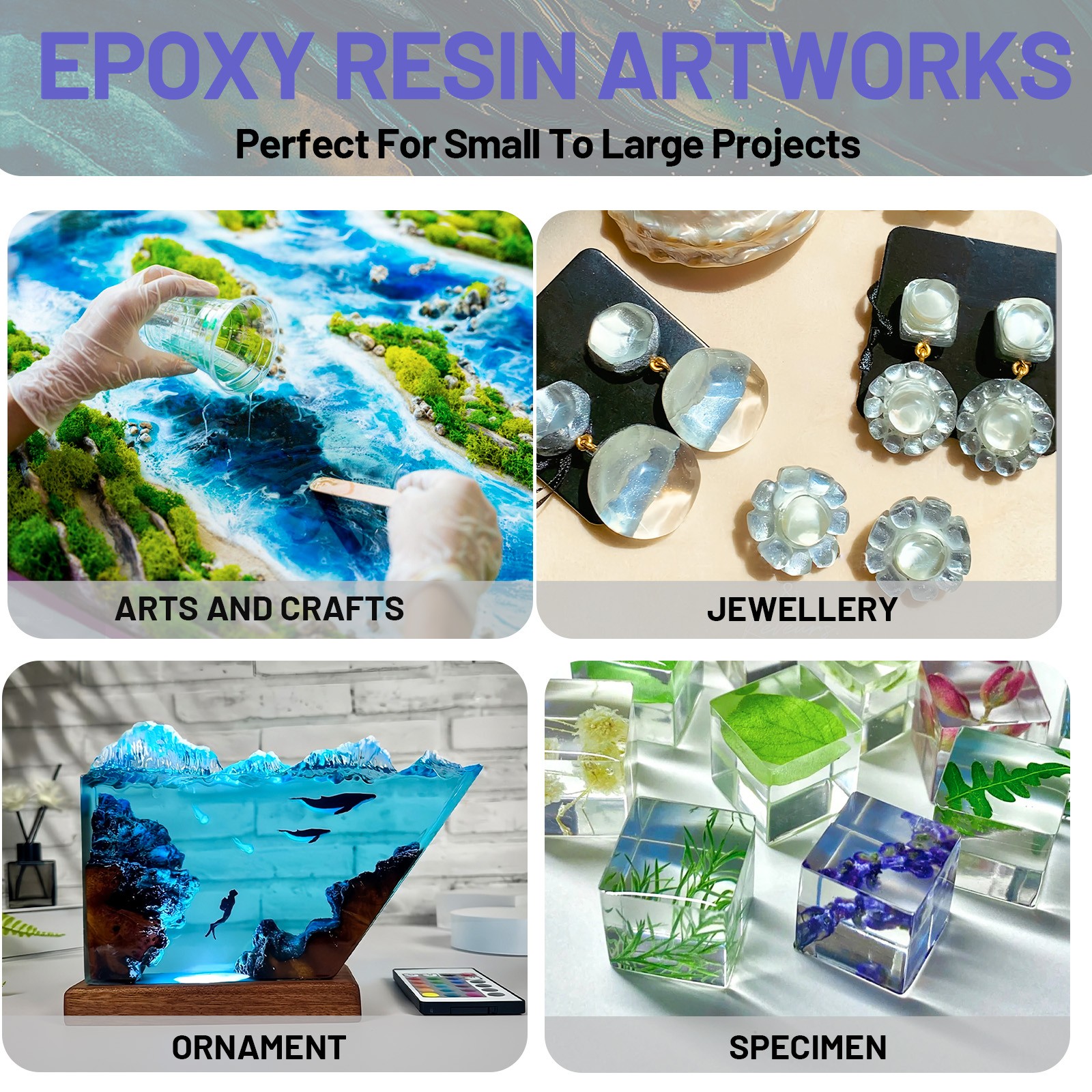 1:1 mixing ratio – Clear Epoxy Resin – 16oz/32oz/64oz/1 Gallon/2 Gallons Kit