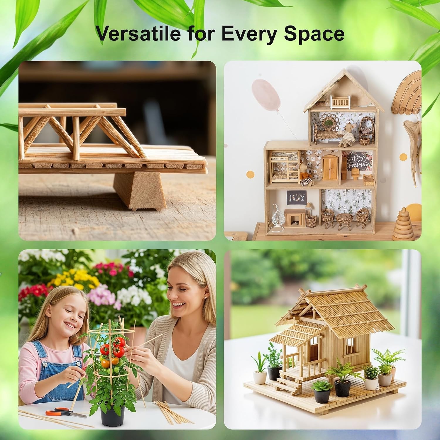 Eco-Friendly Bamboo Craft Sticks – 30 Extra Long Sticks for Handmade Creations