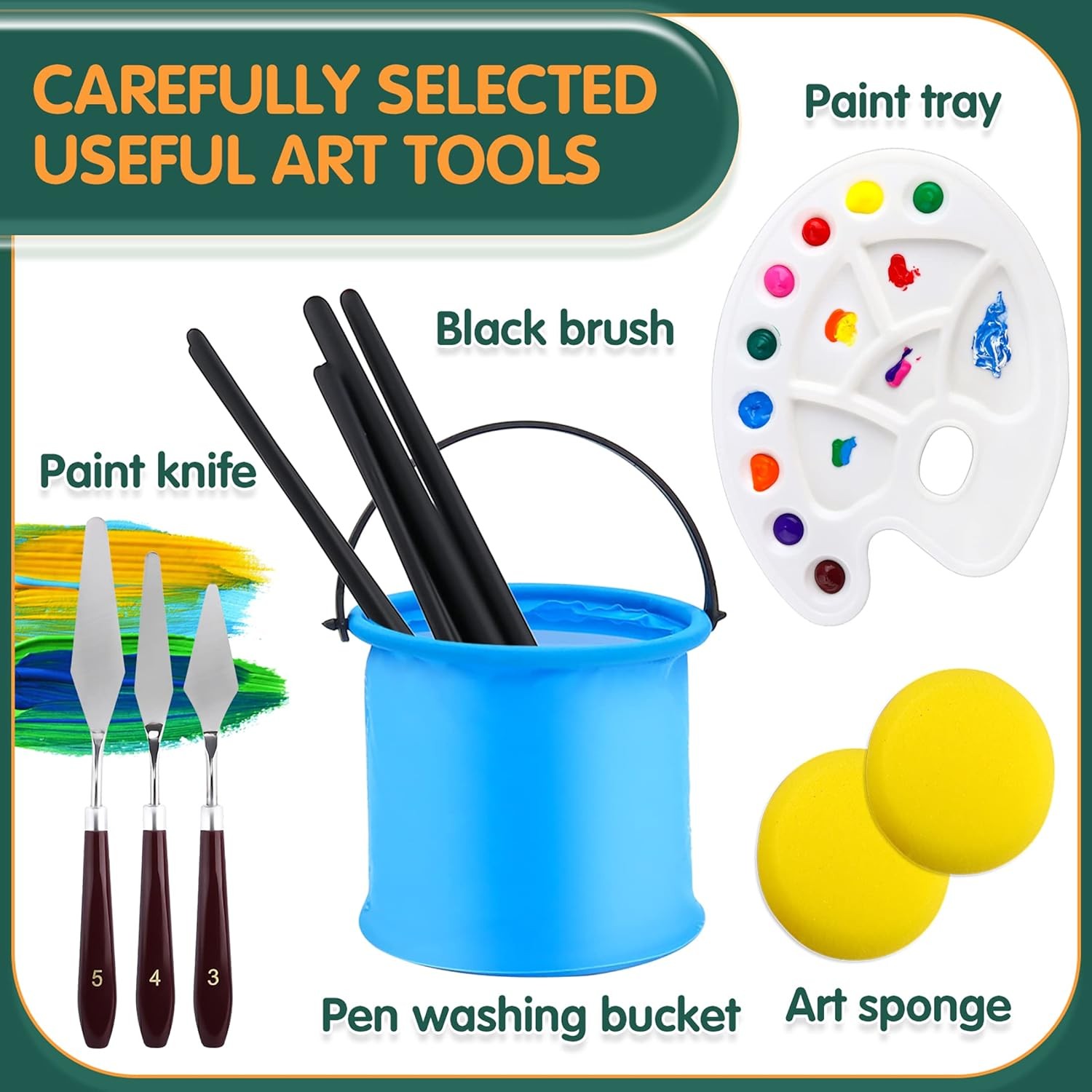 ESRICH Acrylic Paint Set,64PCS Painting 14.76 Fl Oz (Pack of 1), 36Color