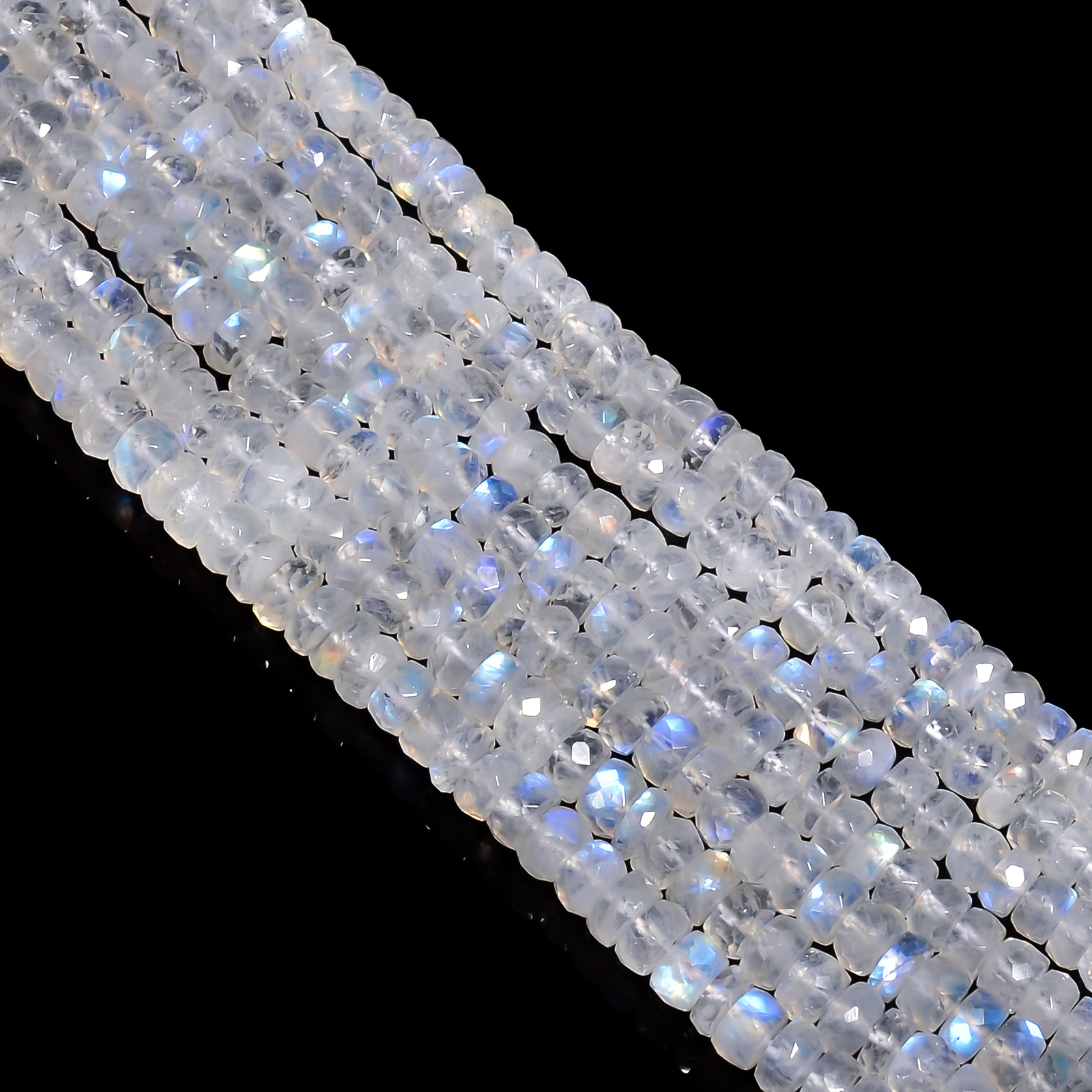 Rainbow Moonstone Gemstone Rondelle Faceted Beads 7X7 10X10mm Strand 8″ GB-423