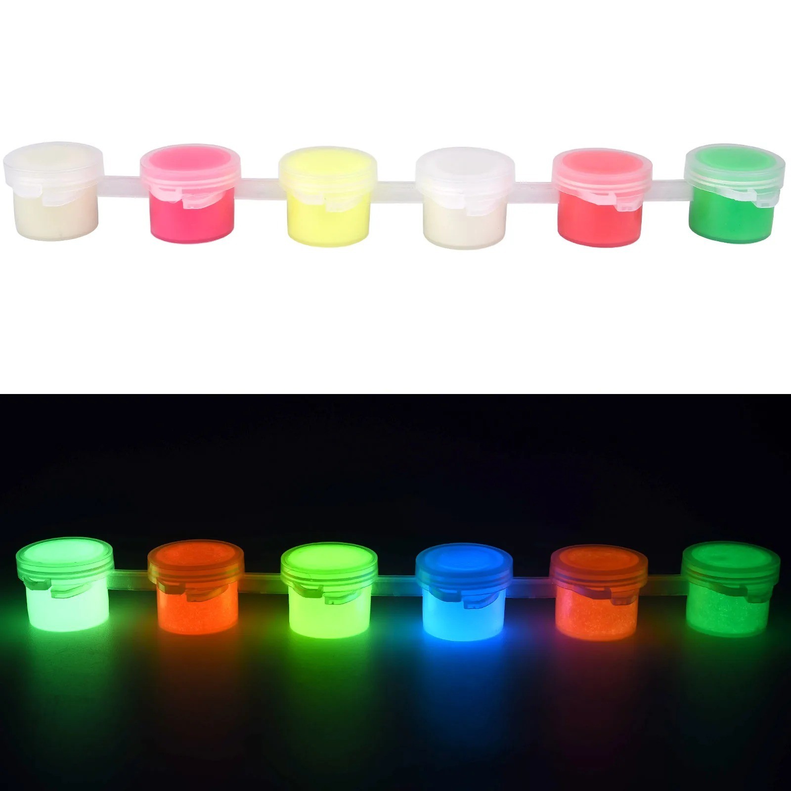 6 Colors Glow in the Dark Acrylic Paint Set Fluorescent DIY Art Craft