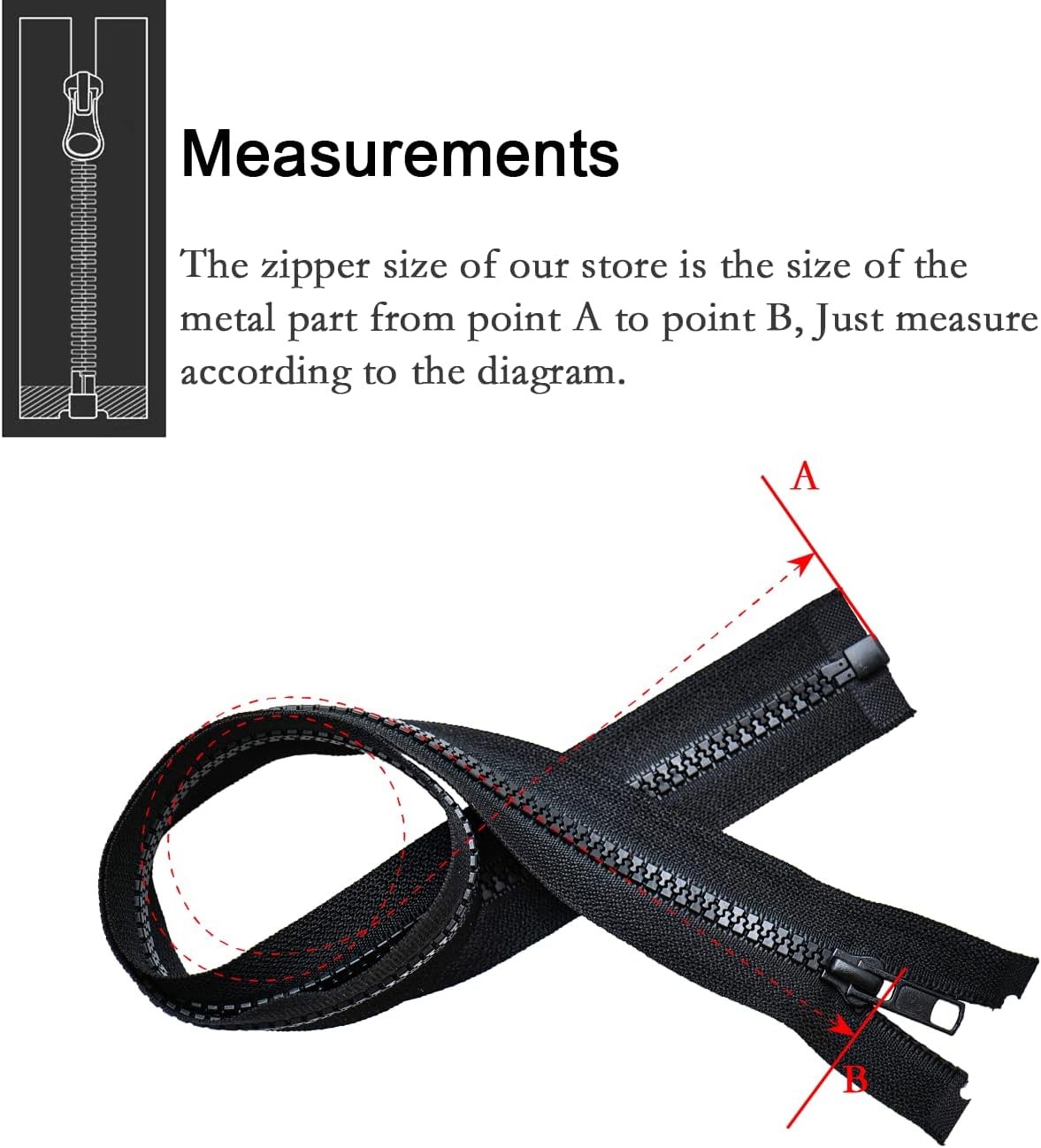 Sawoake 2PCS #5 24 Inch Separating Jacket Zippers for Sewing 24 in, Black