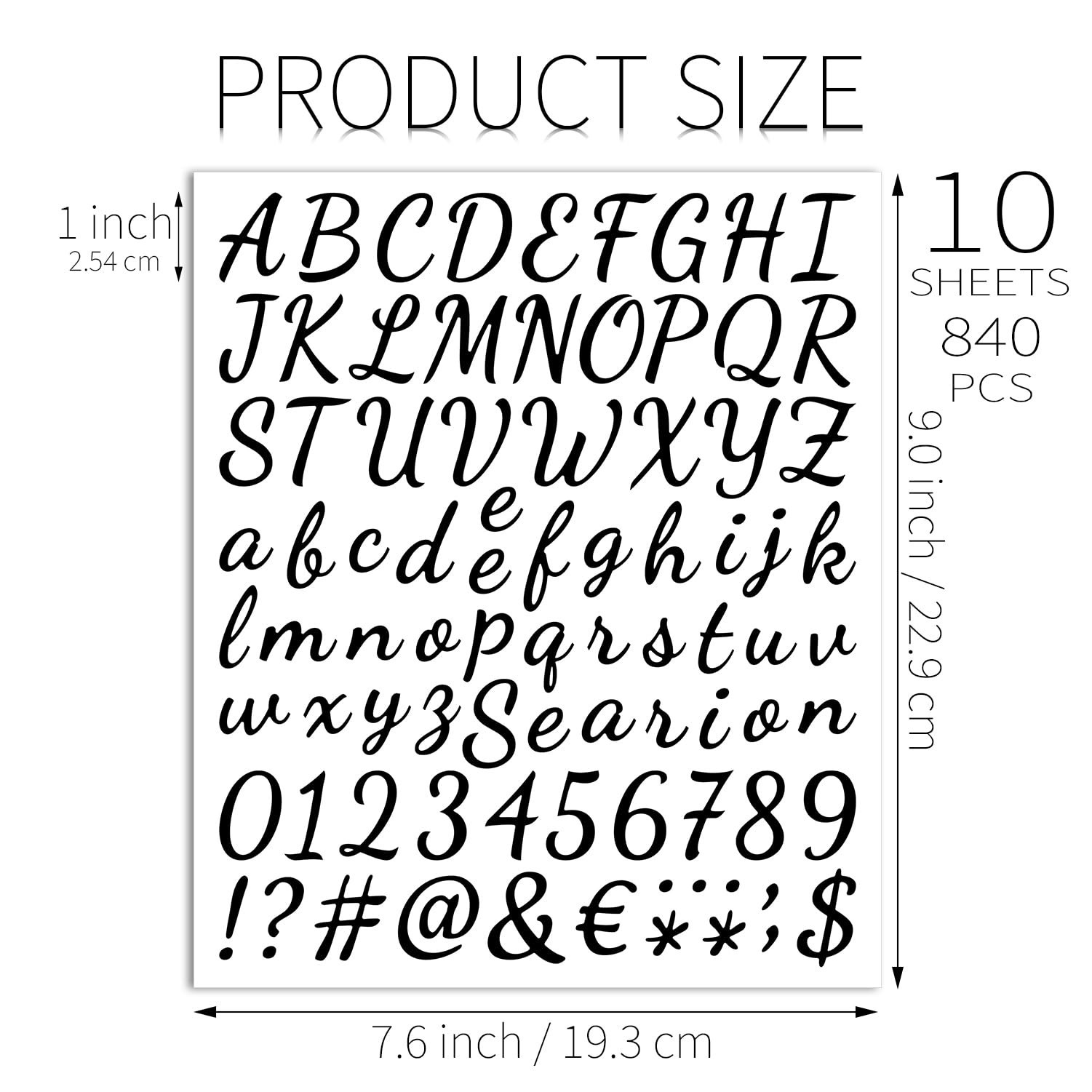 10 Sheets Small Letter Stickers – 1 Inch Handwritten Black Vinyl Self Adhesiv…