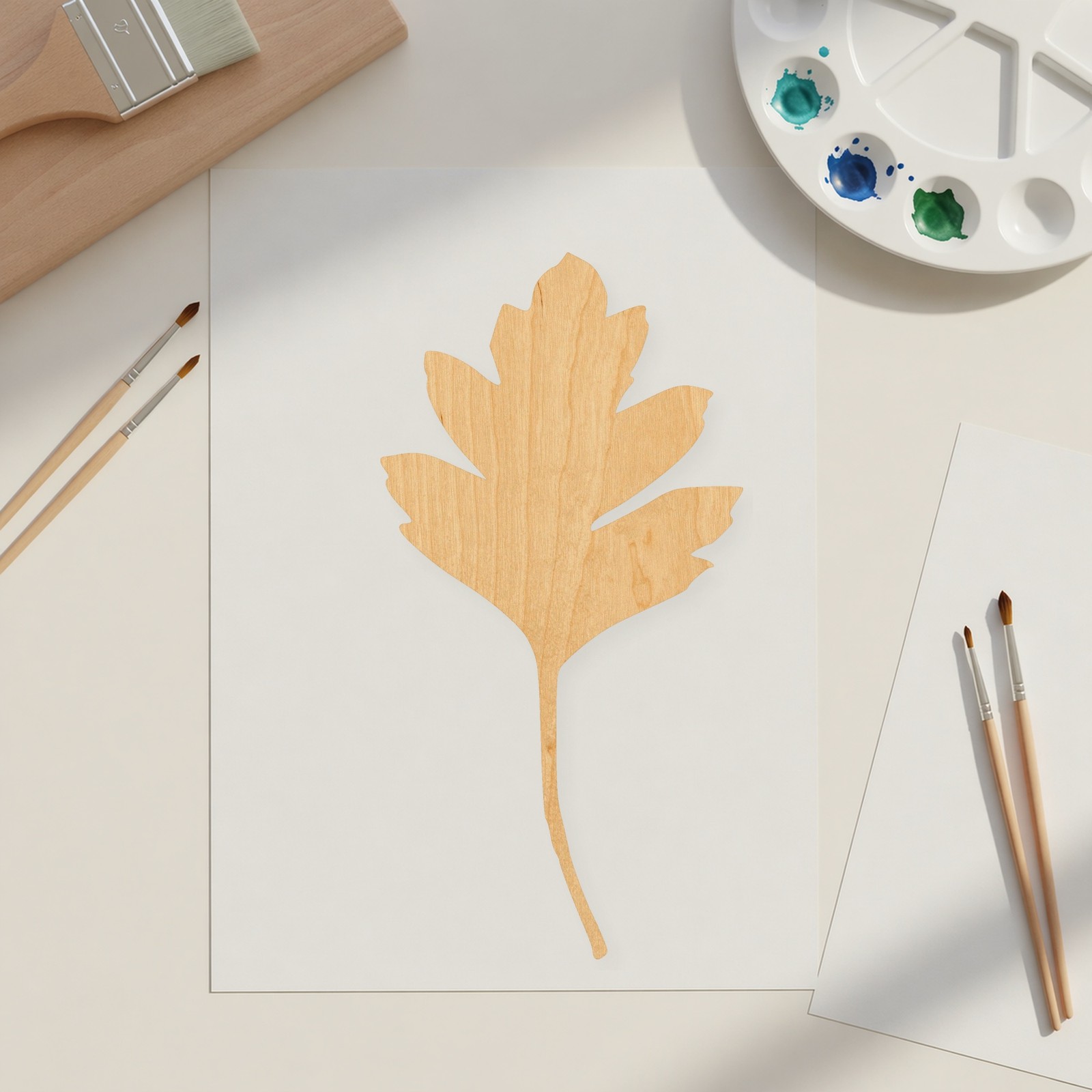 Oak Leaf 4 Wood Cutout for Crafts, Unfinished Baltic Birch Craft Shape