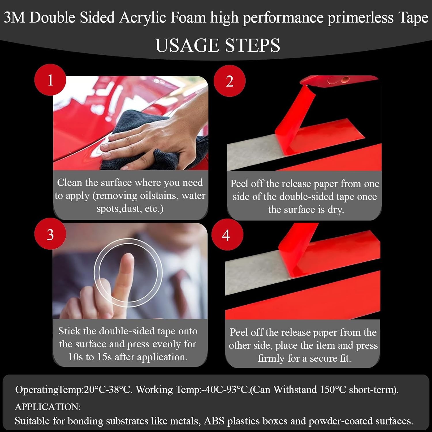Double Sided Tape Automotive Heavy Duty Made of 3M Acrylic Foam Adhesive Cars Ex