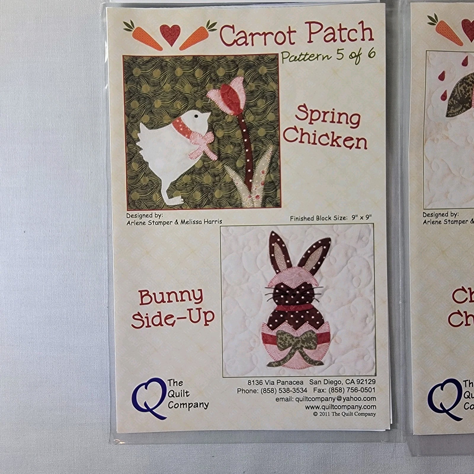 The Carrot Patch Appliqué Pattern Lot Quilt Crafts Wall Hanging Chick Duck Bunny