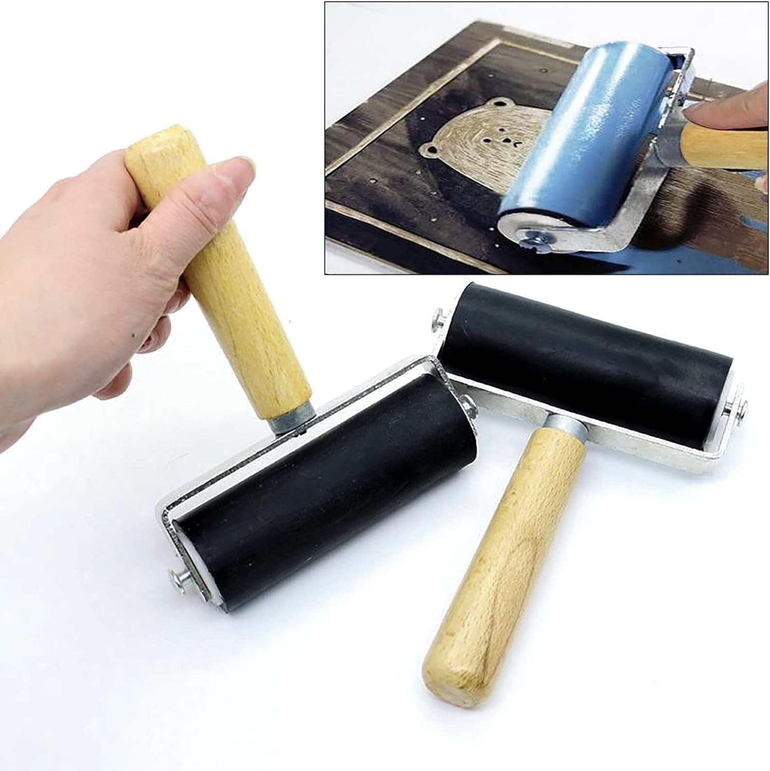 3 Pack Rubber Brayer Roller,1.4/2.4/4 Inch Hard Rollers,Art…