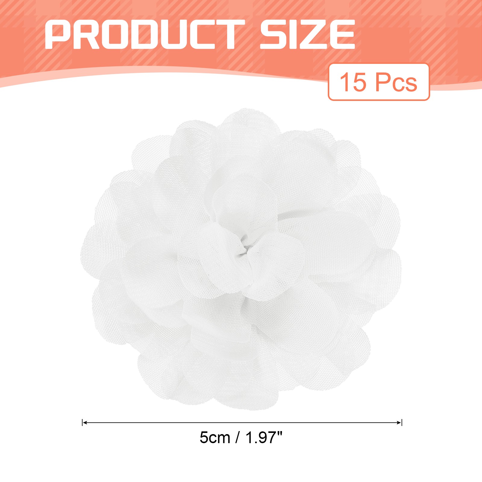 Chiffon Flowers Sewing Fabric Appliques for Crafts 2 Inch & 15 Pack & White