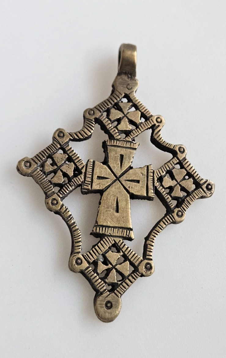 Brass Ethiopian Coptic Cross Pendant, brass pendant, Orthodox cross