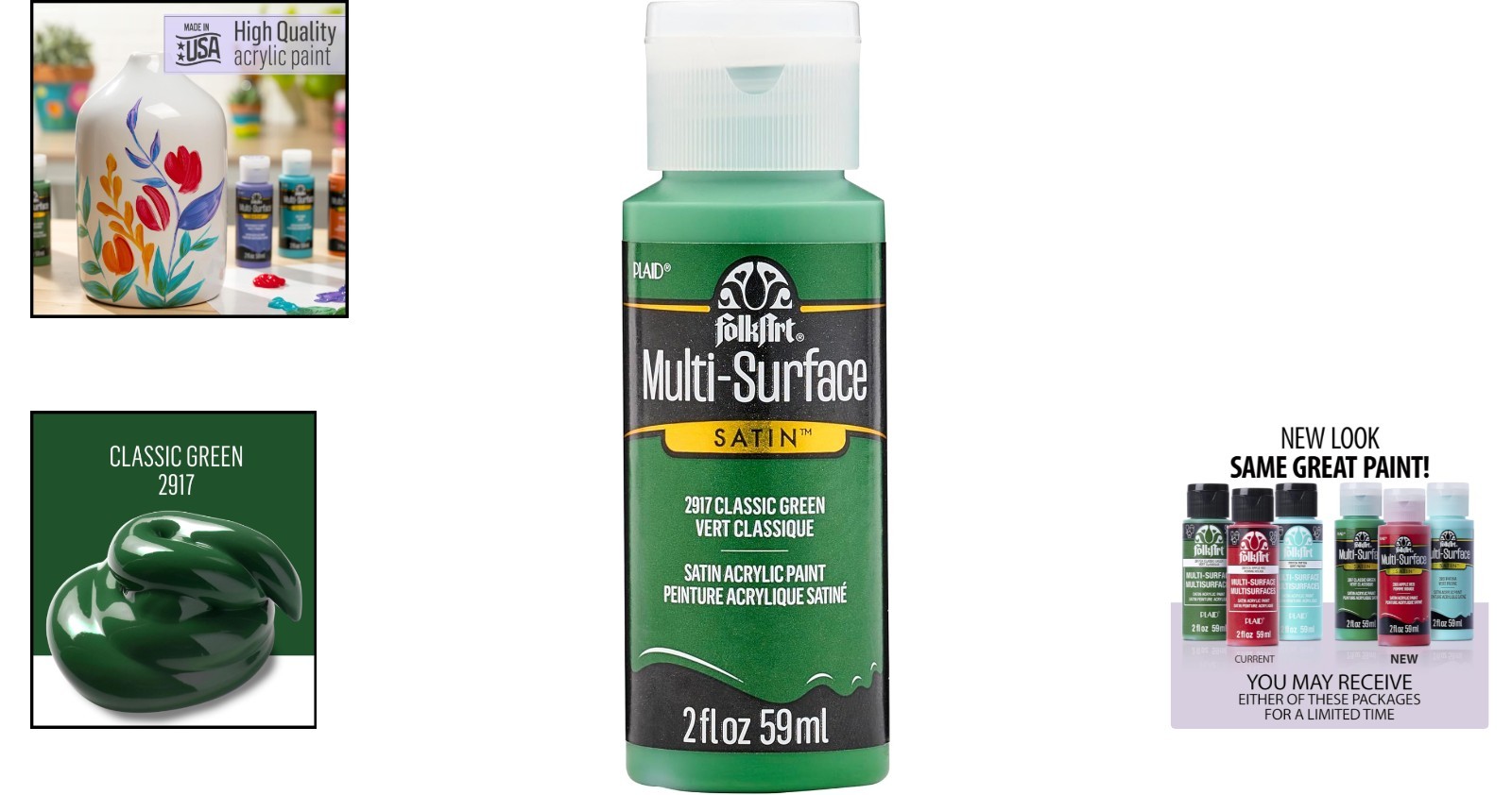 Non-Toxic Multi-Surface Acrylic Paint – 2 oz Classic Green for Indoor & Outdoor