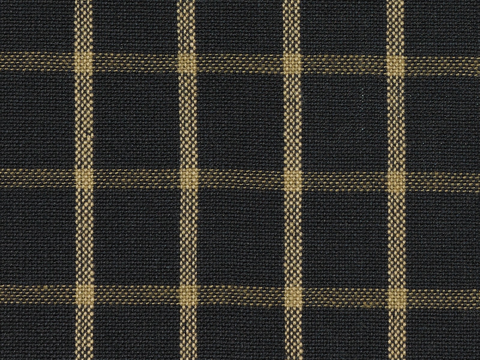 BLACK AND TEA DYE Window Pane Plaid Woven Cotton Sewing Quilt Homespun Fabric