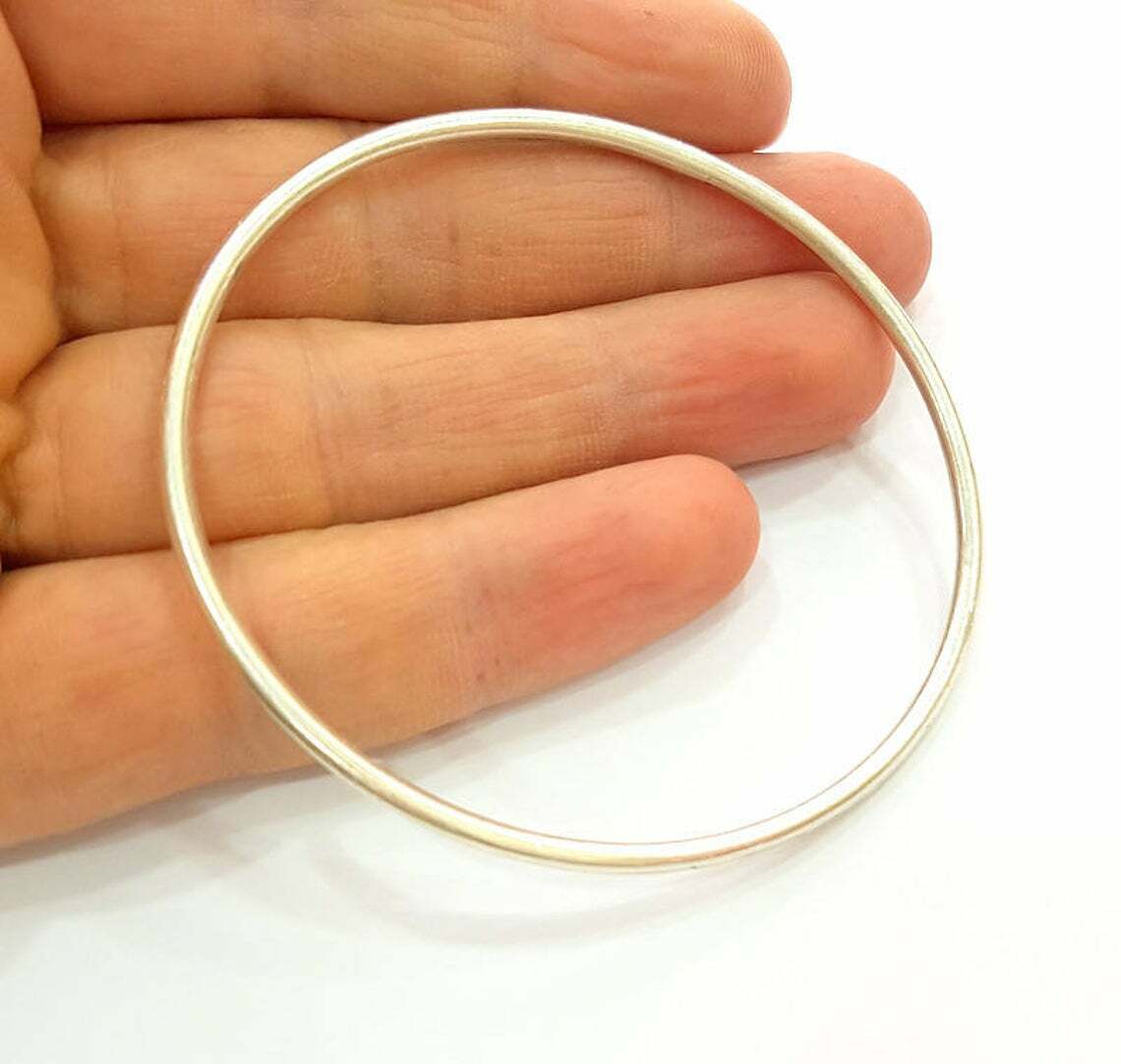 Large Circle Connector Pendant Round Antique Silver Plated (68mm) G7503