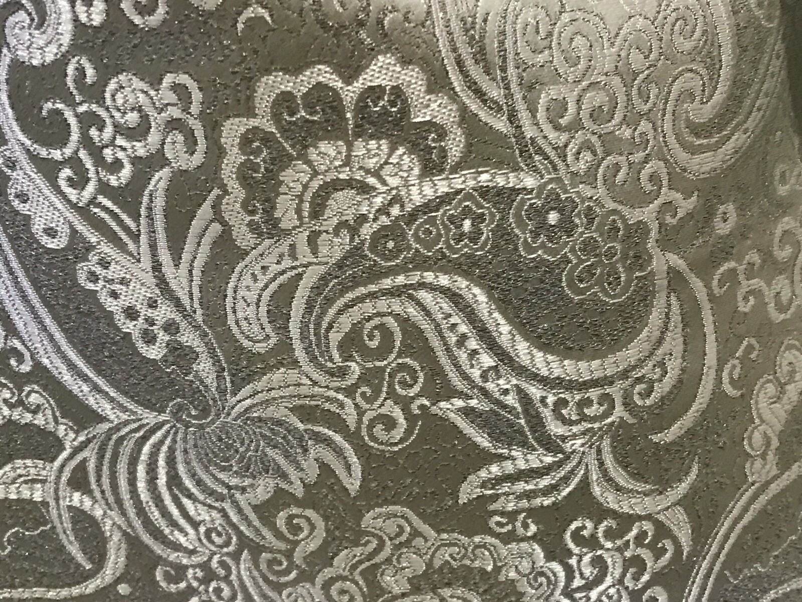 Ivory Silver Paisley Metallic Brocade Fabric 60” Width Sold By The Yard