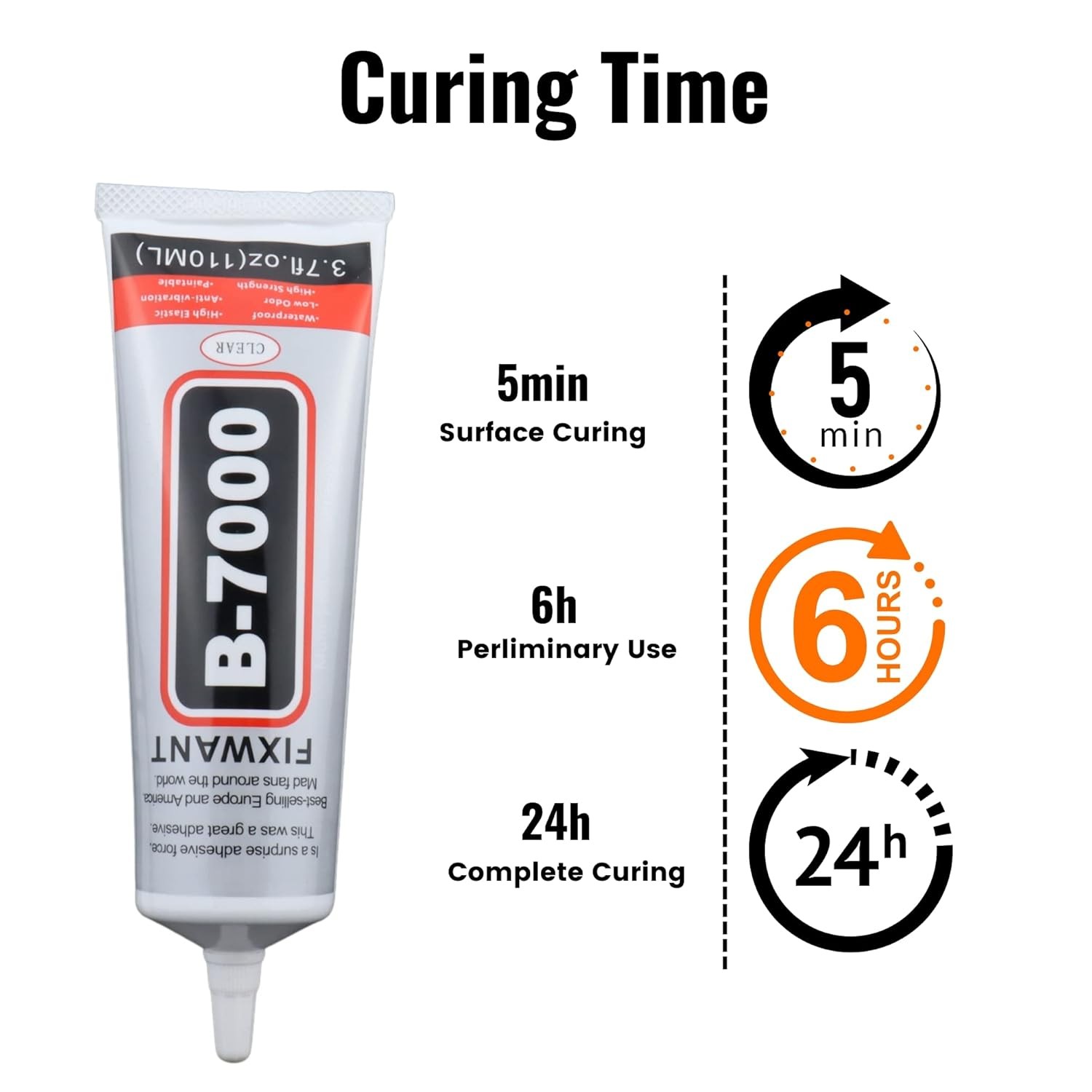 B-7000 Clear Glue for Rhinestones Crafts, Clothes Shoes 1x110ML/3.7fl.oz