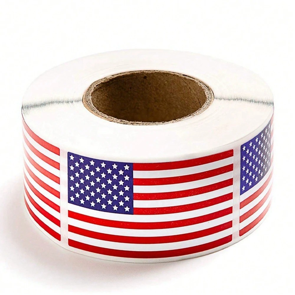100-250PCS American Flag Stickers Roll | USA Patriotic Labels for Crafts