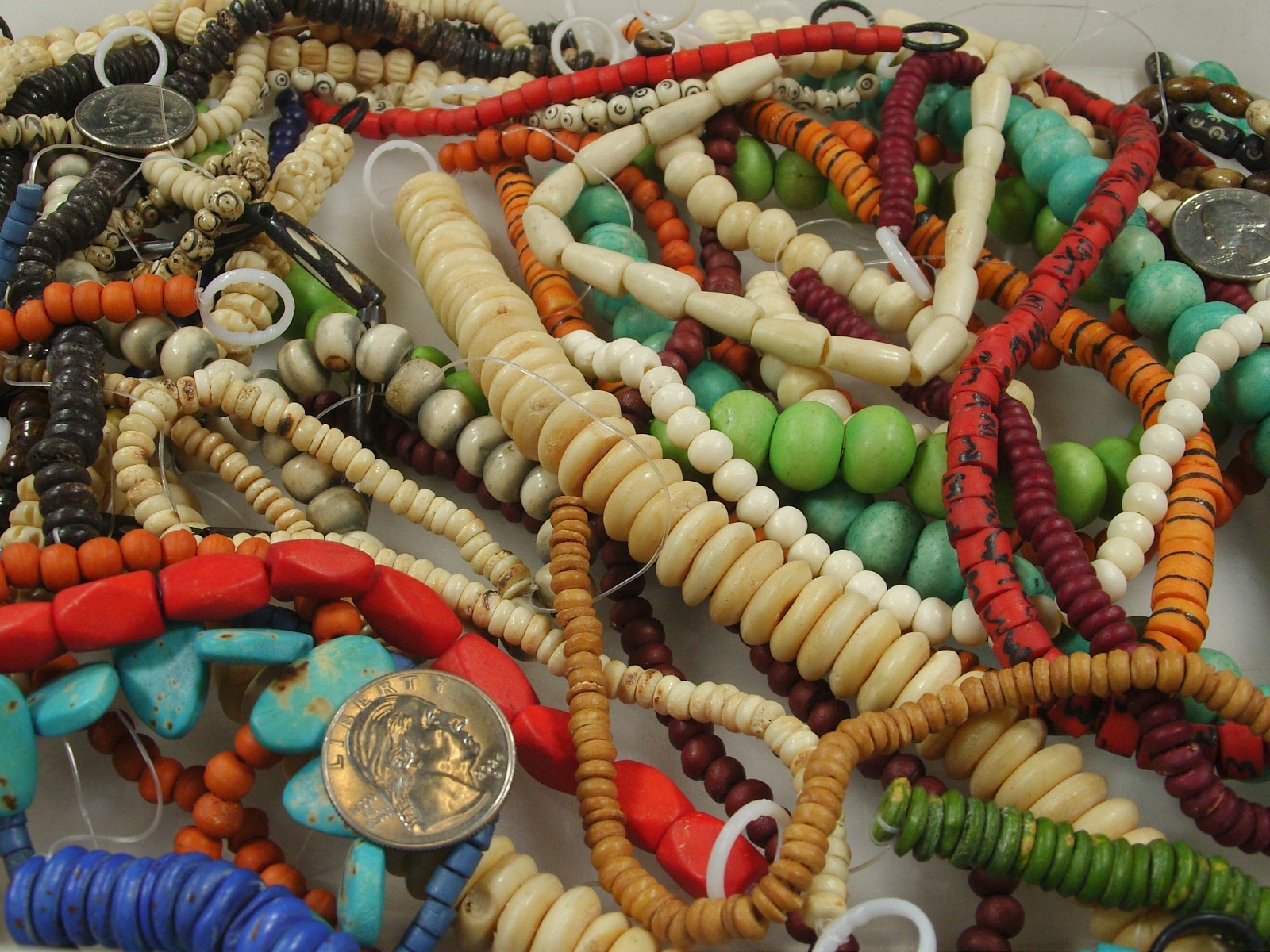 2 Pounds Odds and Ends India Handmade Water Buffalo Bone Beads Lot (AXP-5) ⭐