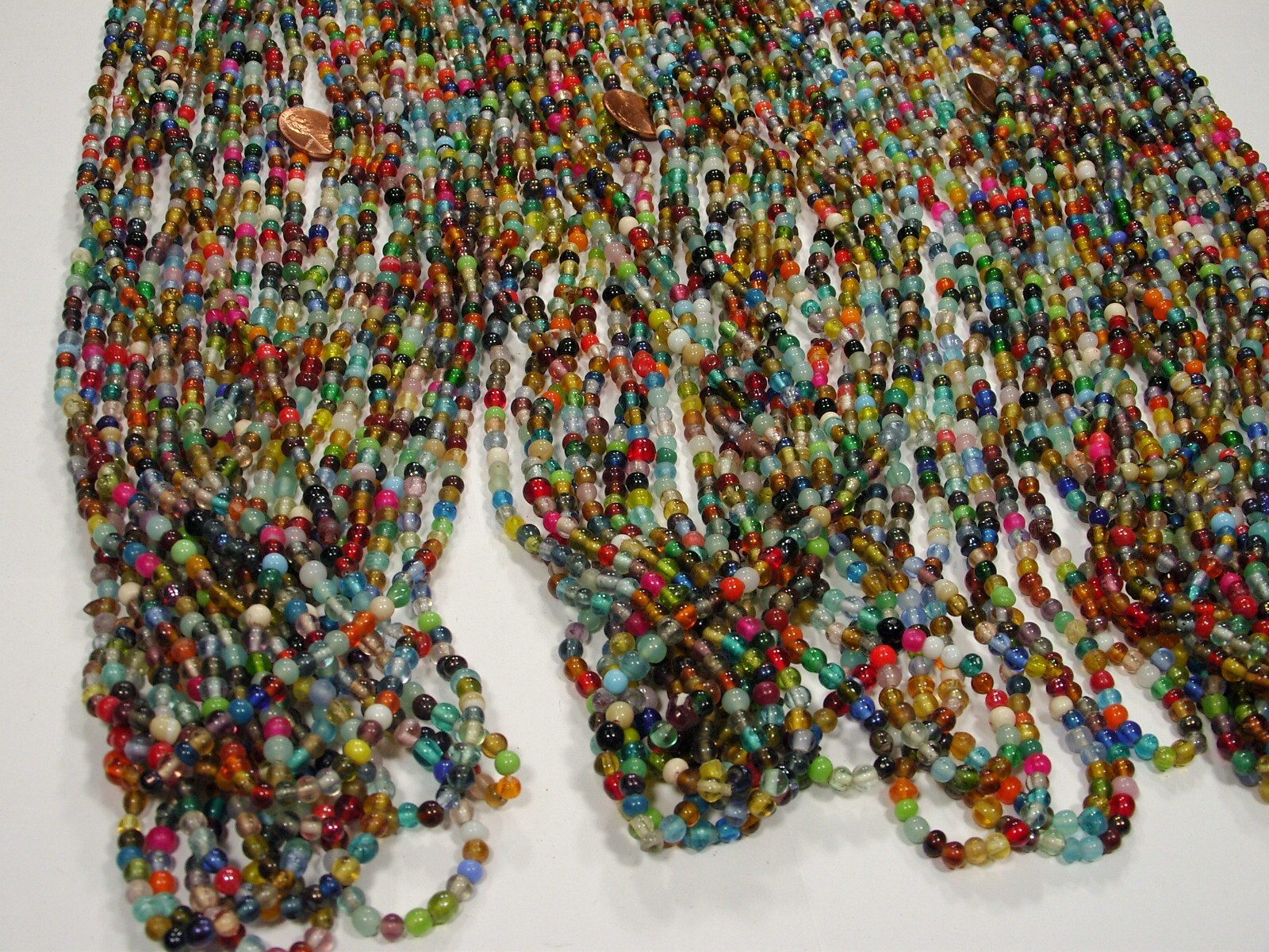 30 Strands 36″ India Handmade Assorted Color Glass Beads Wholesale Bulk (CT-52)