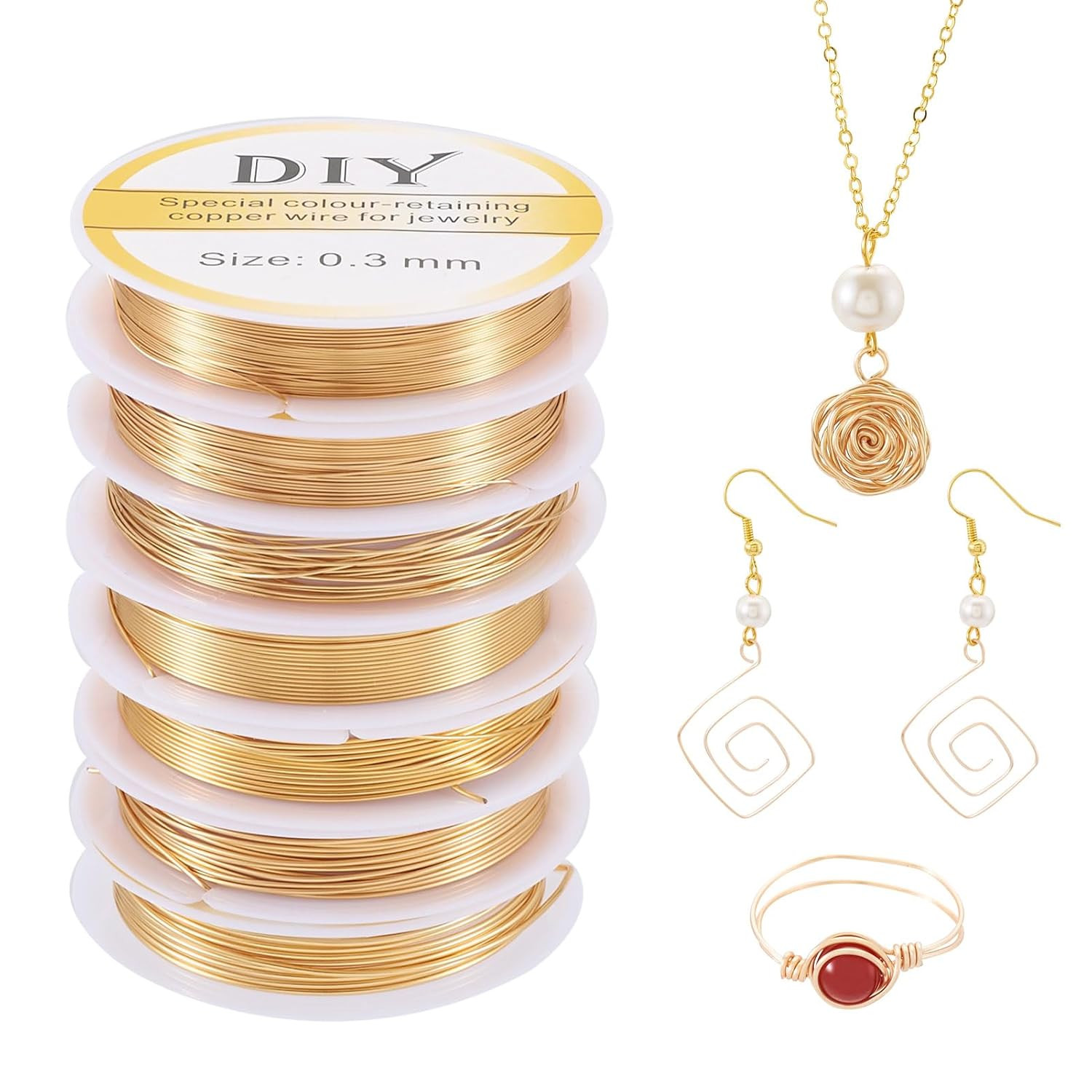 Beadthoven 159 Ft 14K Gold Filled Wire Mixed 7 Sizes Dead Soft round Gold