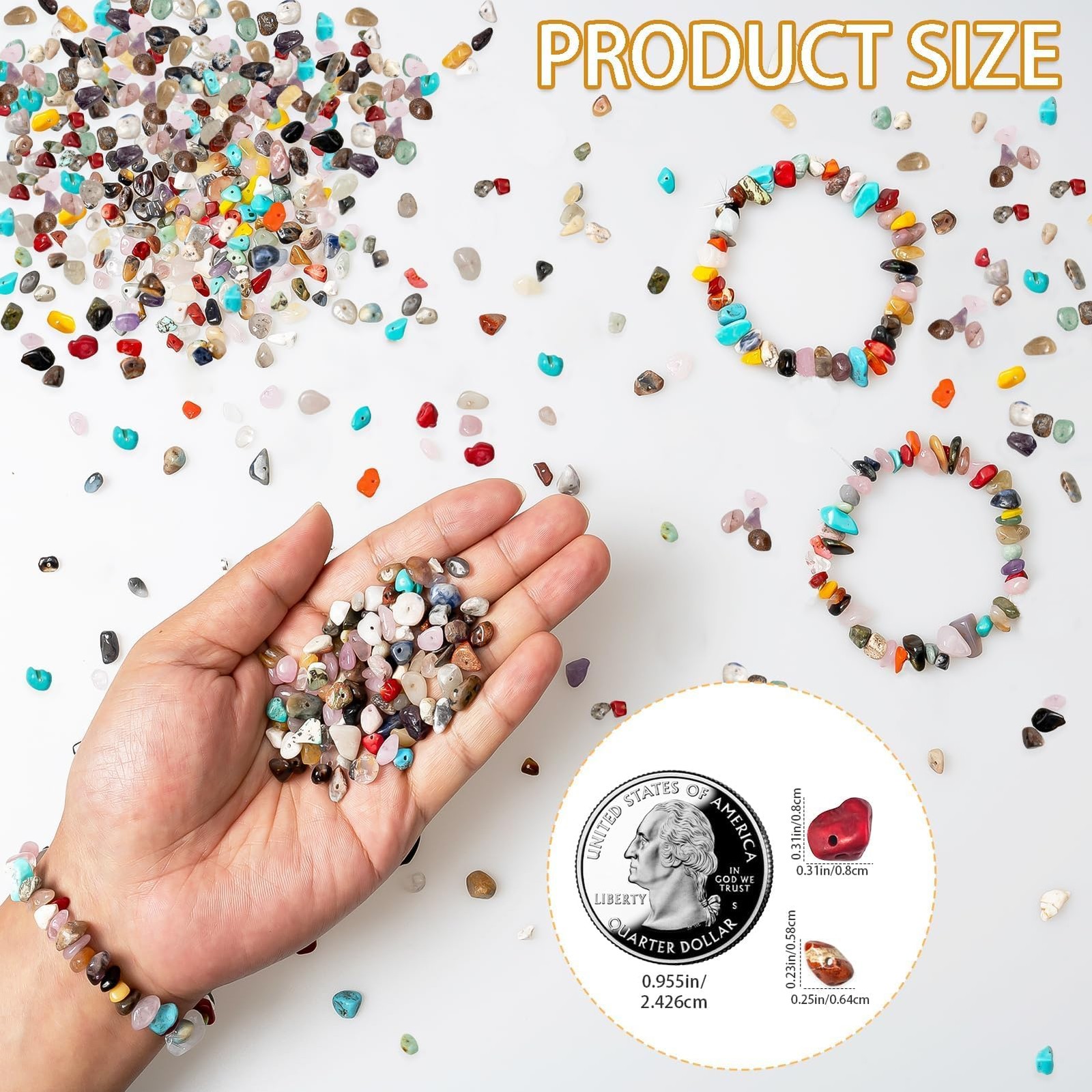 500pcs Natural Chip Stone Beads Multicolor 5mm to 8mm 5-8mm, 500 stone