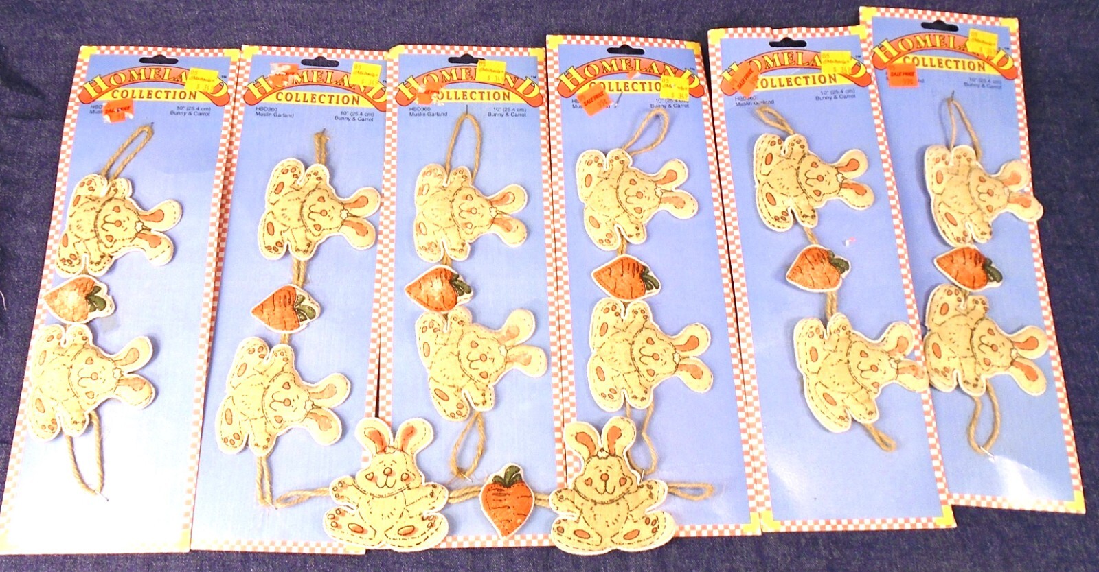 Set 7 Bunny & Carrot Small Muslin Garlands Homeland Collection Craft 10 x 2.5″