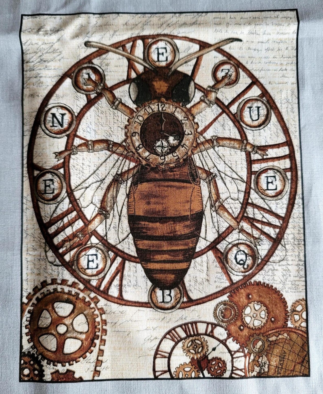 Unknown Voyage Steampunk Quilt Panel by Tana Mueller 12 Block 44″x17″