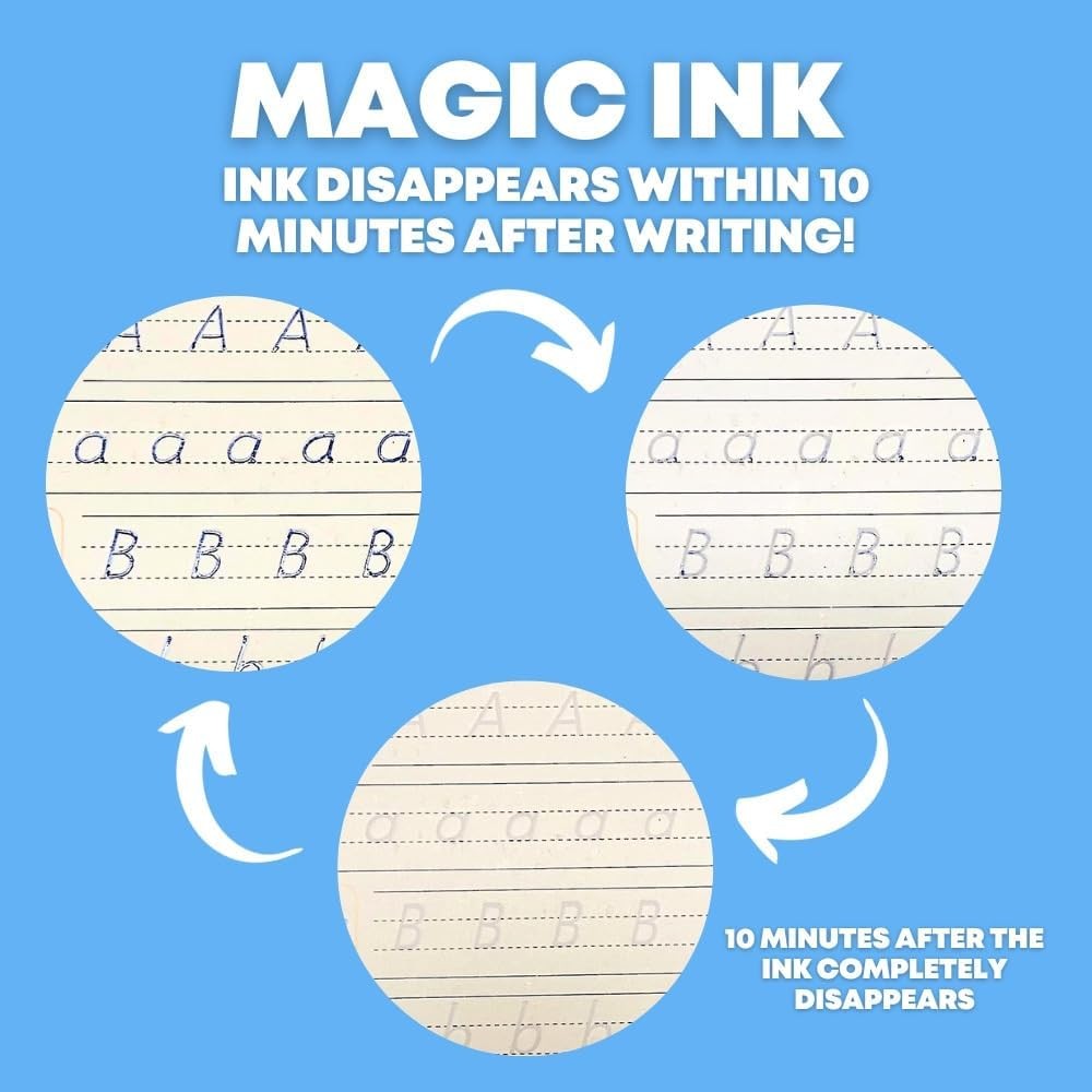 4 Magic Grooved Writing Practice for Kids Ages 3-8, Reusable Grooved Handwriting