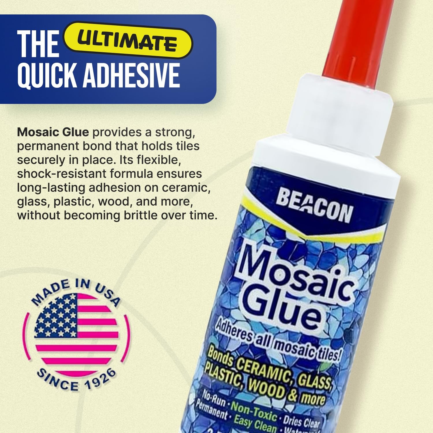 Mosaic Glue – Non-& Water Resistant, Ideal for All Tiles & Surfaces, 2-Ounce