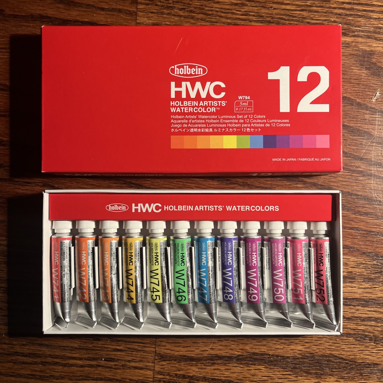 Holbein HWC Artists’ Watercolor – .17 Fl Oz/5ml – W794 – 12 Colors – Brand New