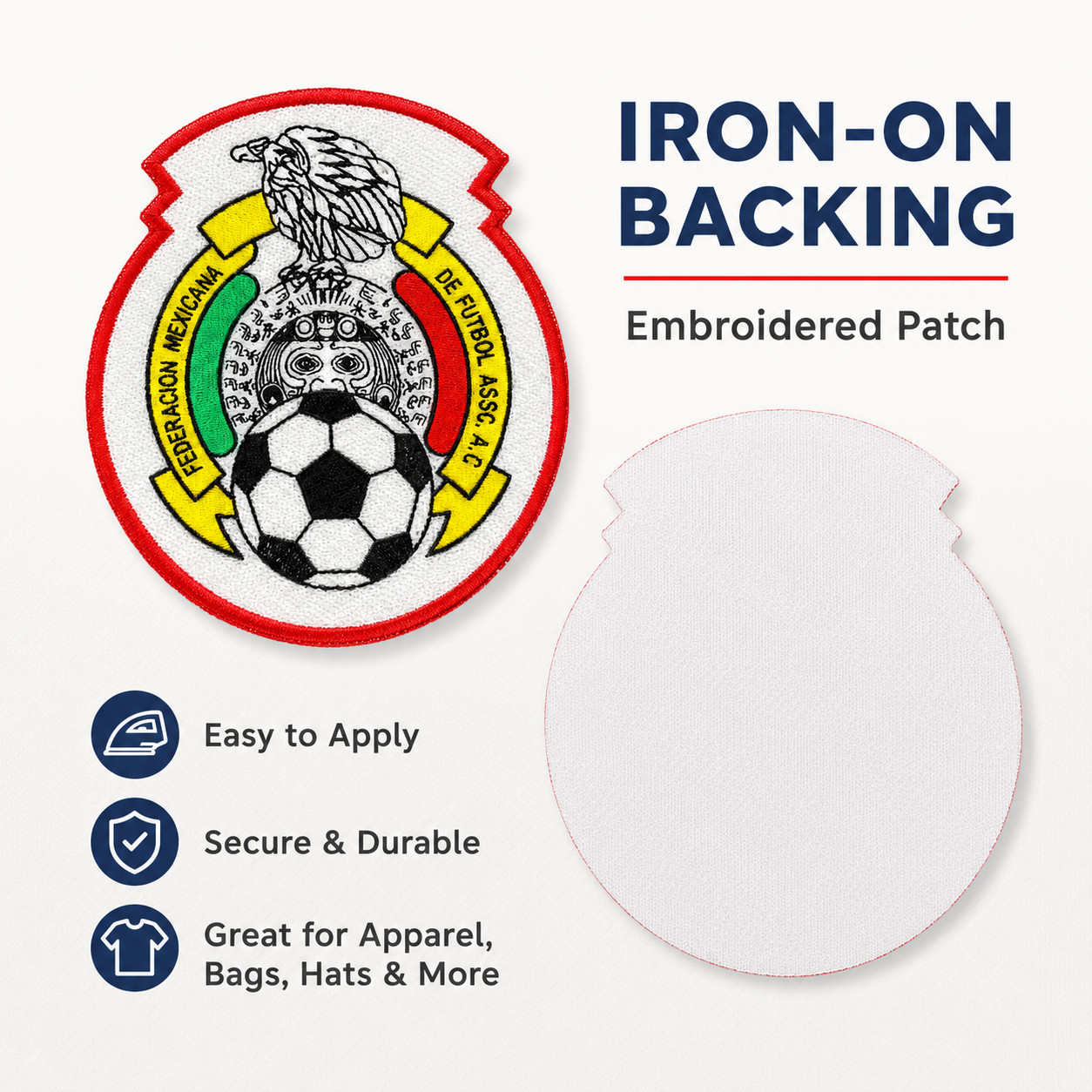 Mexico Soccer Crest Iron On Embroidered Patch Badge 3×3 Inch Futbol Mexicano