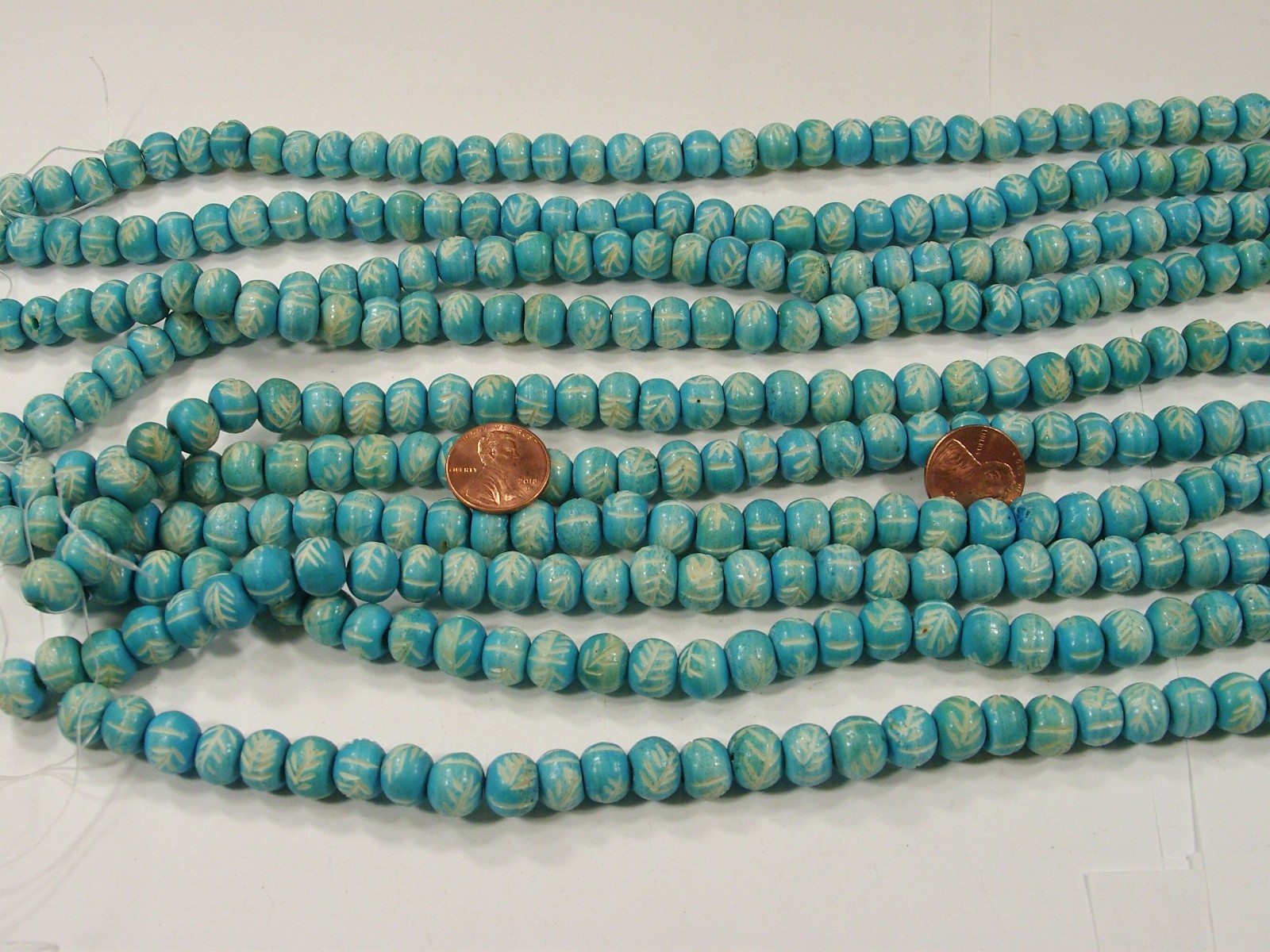 10 Strands 15″ (8mm x 10mm) India Handmade Water Buffalo Bone Beads (QBQ-6) ⭐
