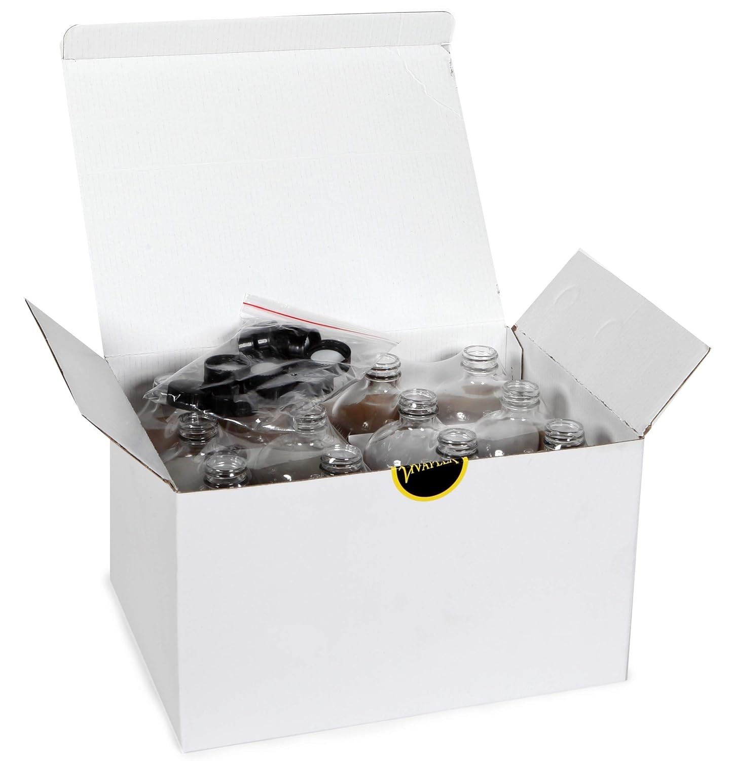 12, Clear, 16 oz Glass Bottles, with Lids