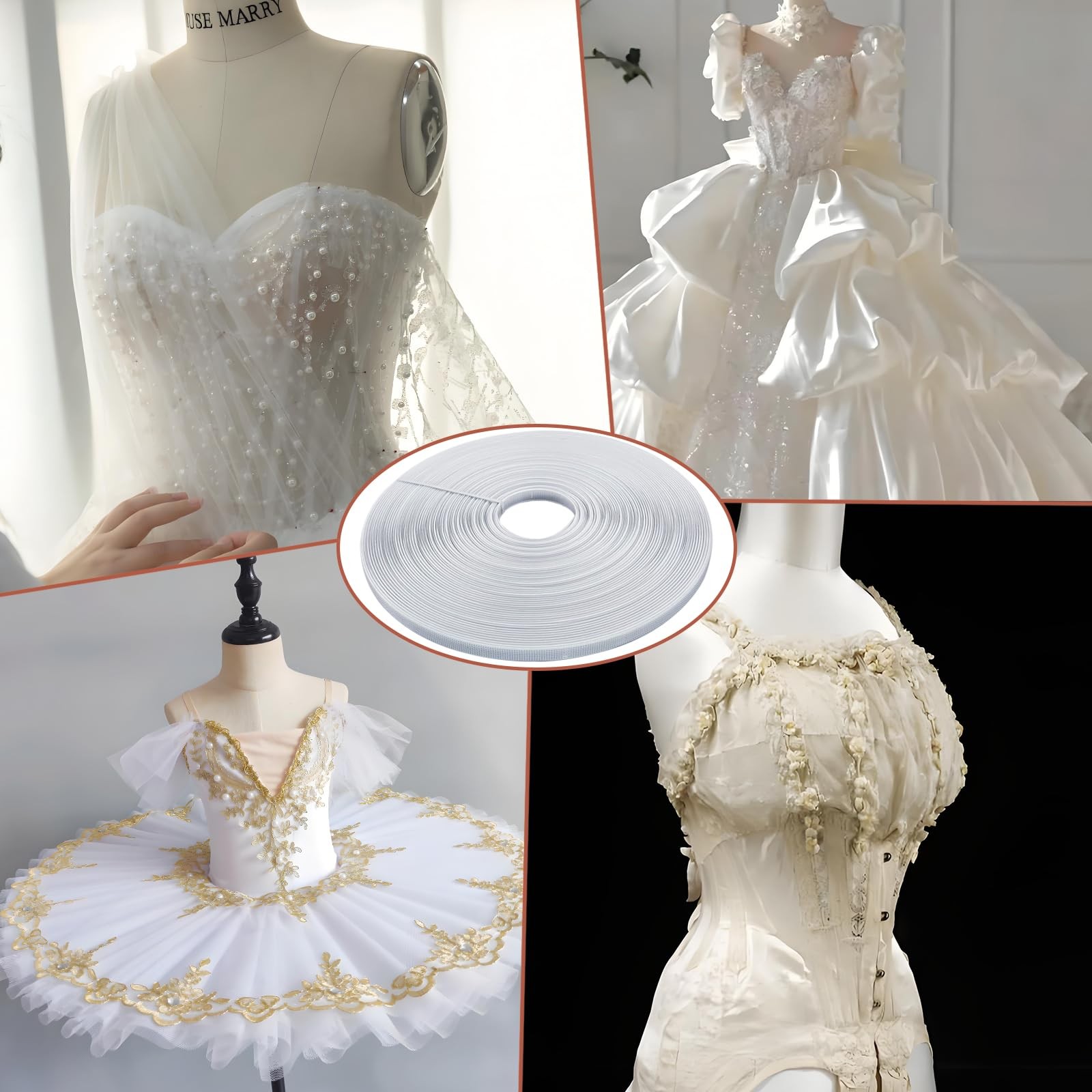 50 Yards Plastic Boning for Sewing, 6mm Sew-Through Low Density Corset Boning…