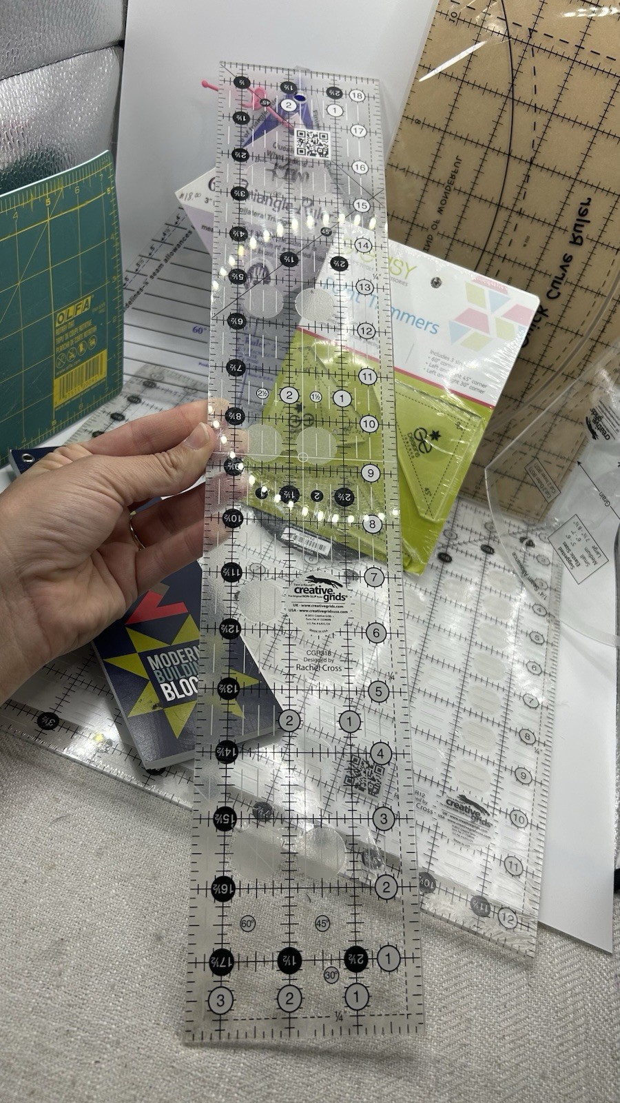 Creative Grids Quilting Rulers Lot & Moda Modern Building Blocks Pattern Book