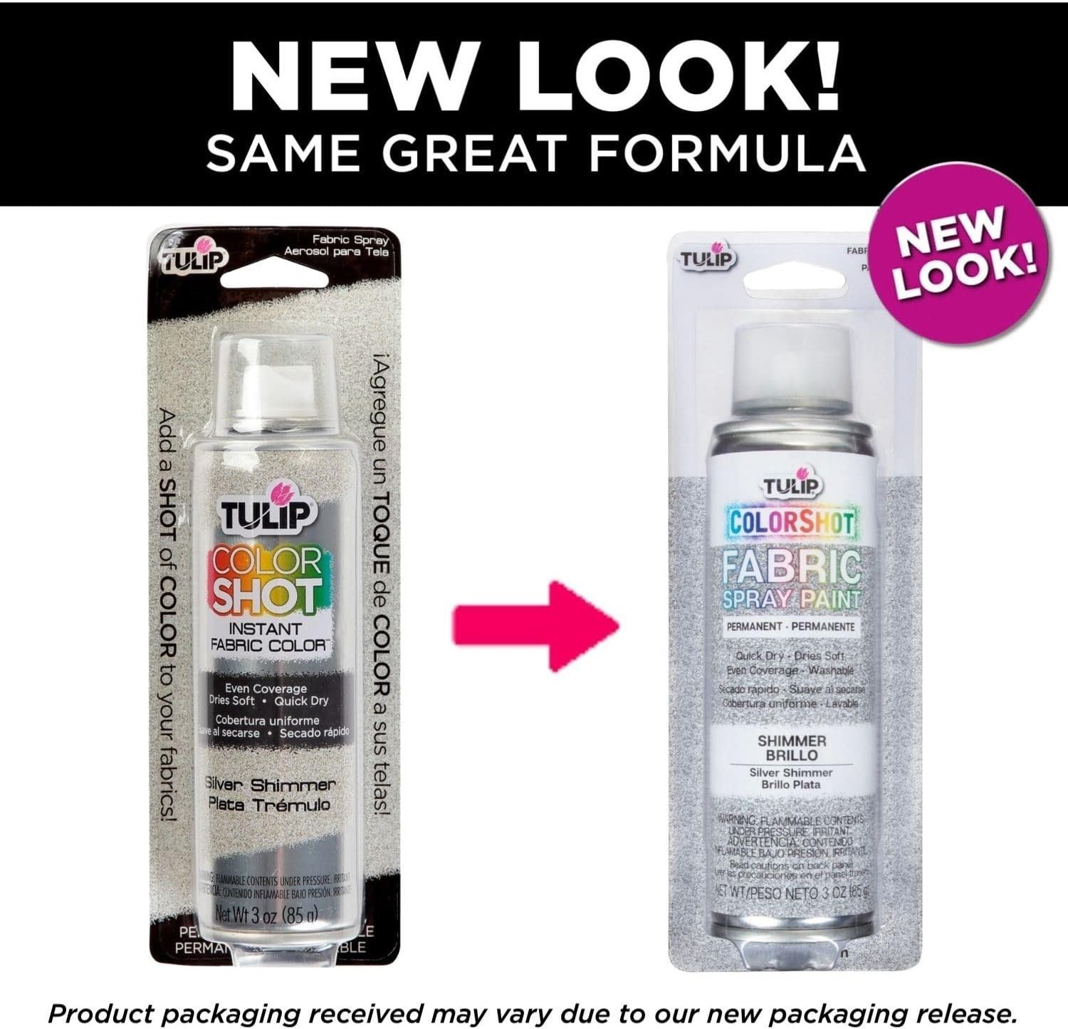 Transform Fabrics with ColorShot 3oz Silver Shimmer Spray – Washable & Drip-Free
