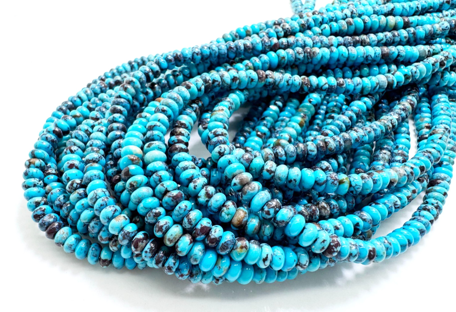 AAA Natural Blue Arizona Kingman Turquoise 4mm Rondelle Gemstone Beads PG95D
