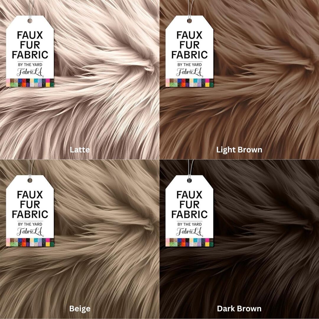 FabricLA Shaggy Faux Fur Fluffy Fabric by the yard | Artificial Art & Craft